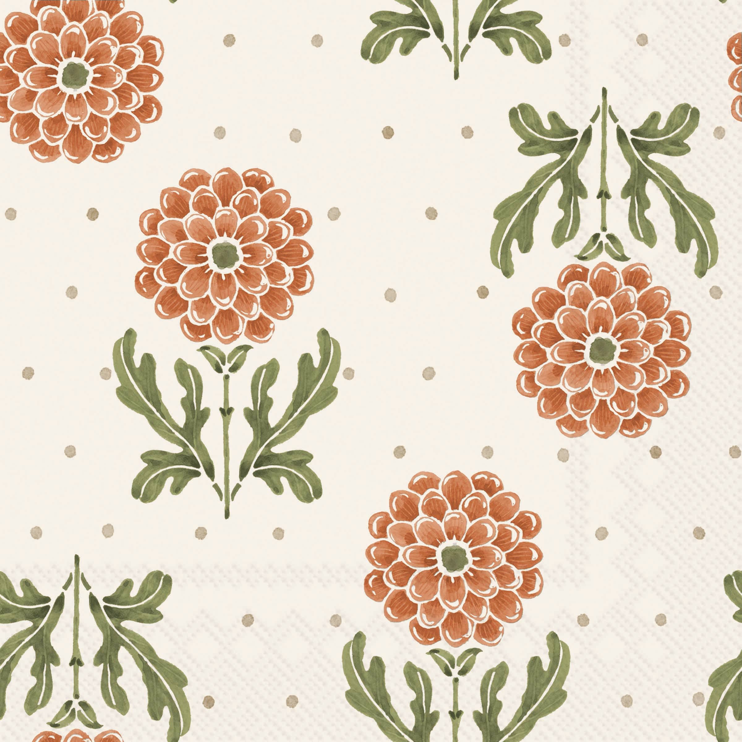 Orange Floral Cocktail Napkins