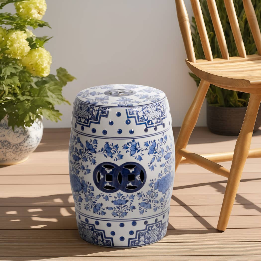 Chinoiserie Floral Garden Stool