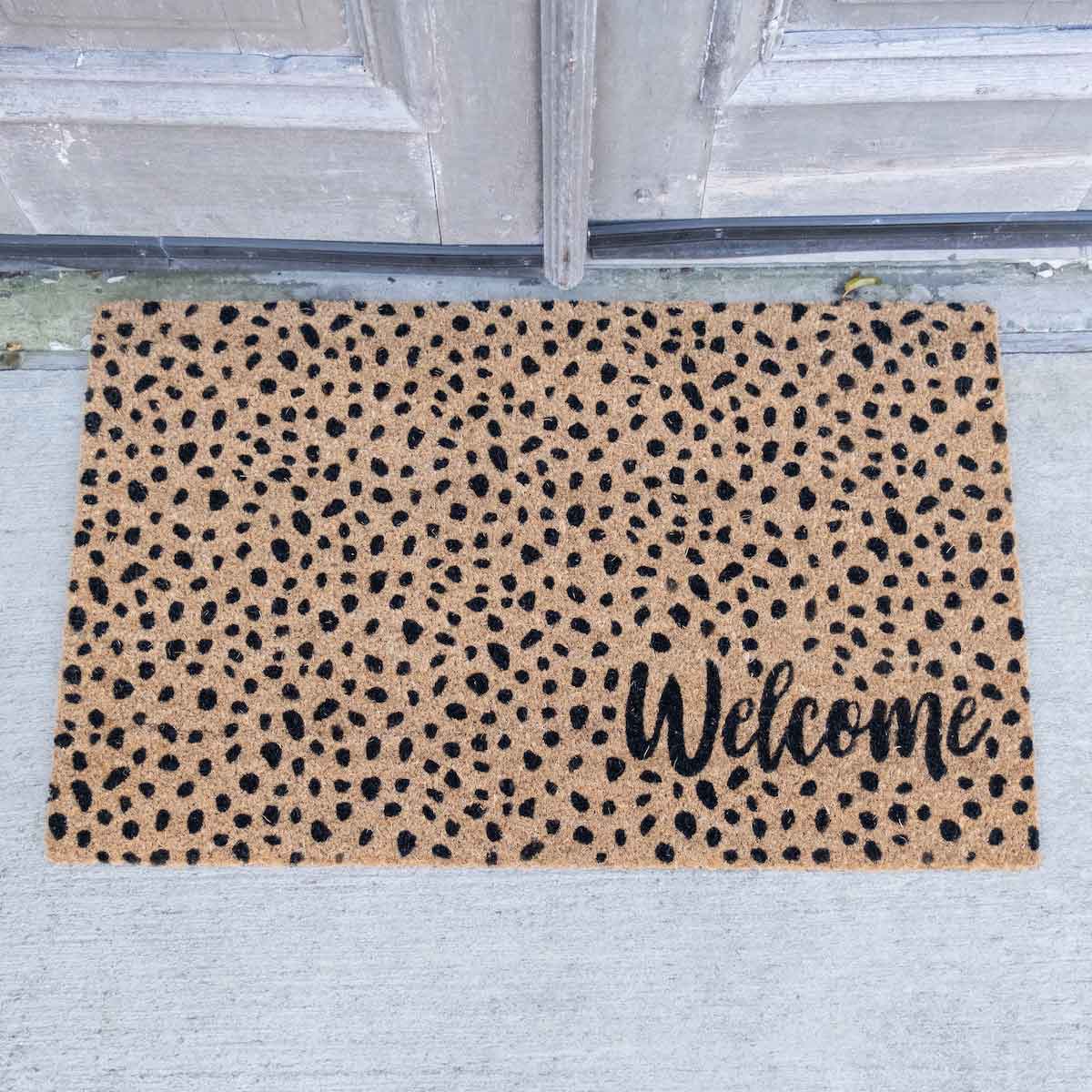 Cheetah Print Welcome Coir Doormat