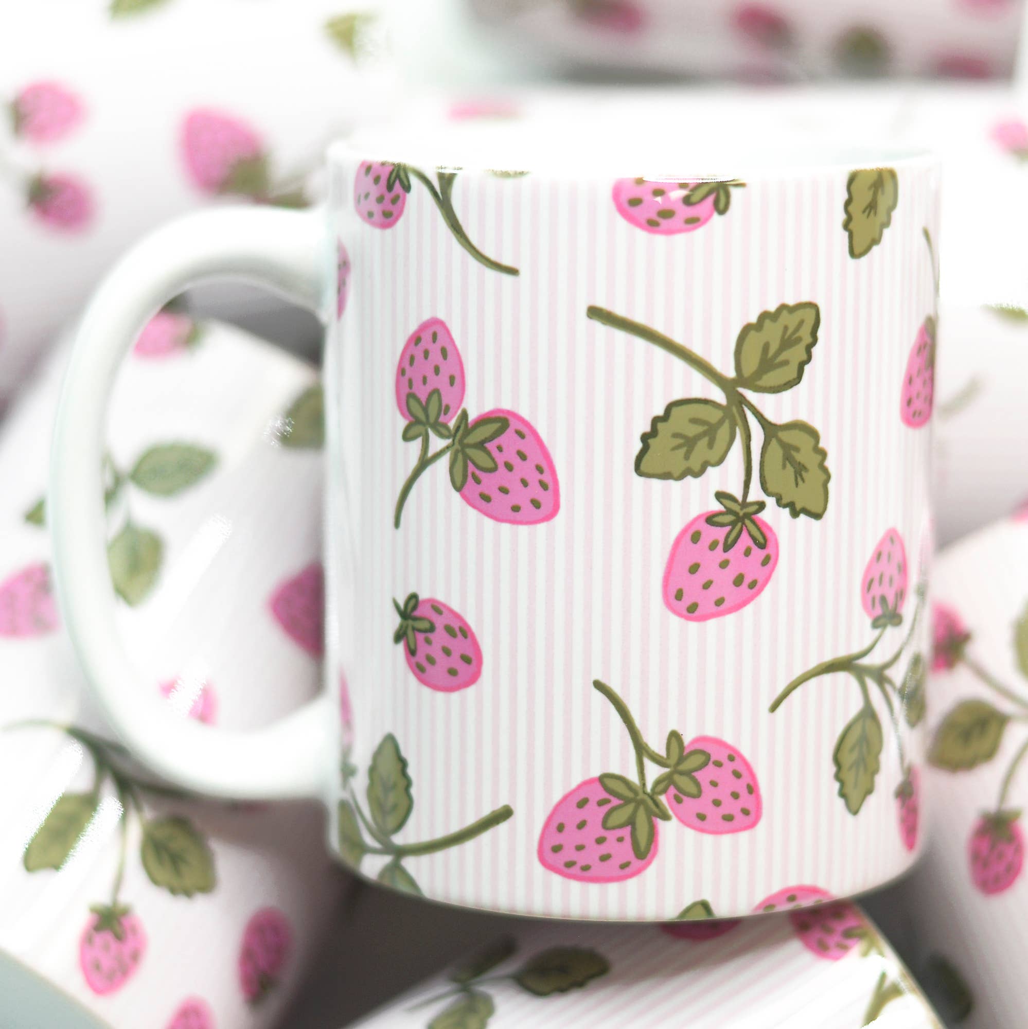 Pink Stripe Strawberries Mug