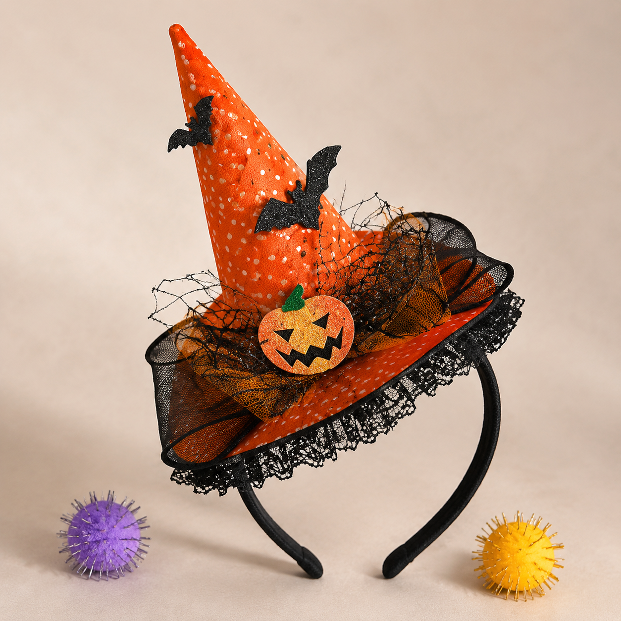 Felt Halloween Headband | Witch Hat, Pumpkin & Skull Costume Accessory