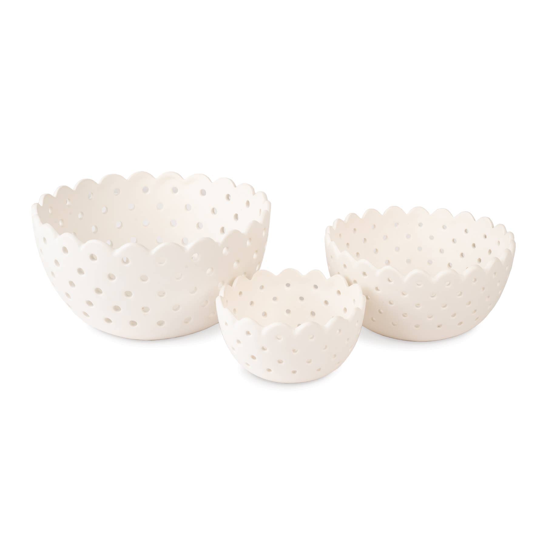 White Scalloped Fruit Bowl