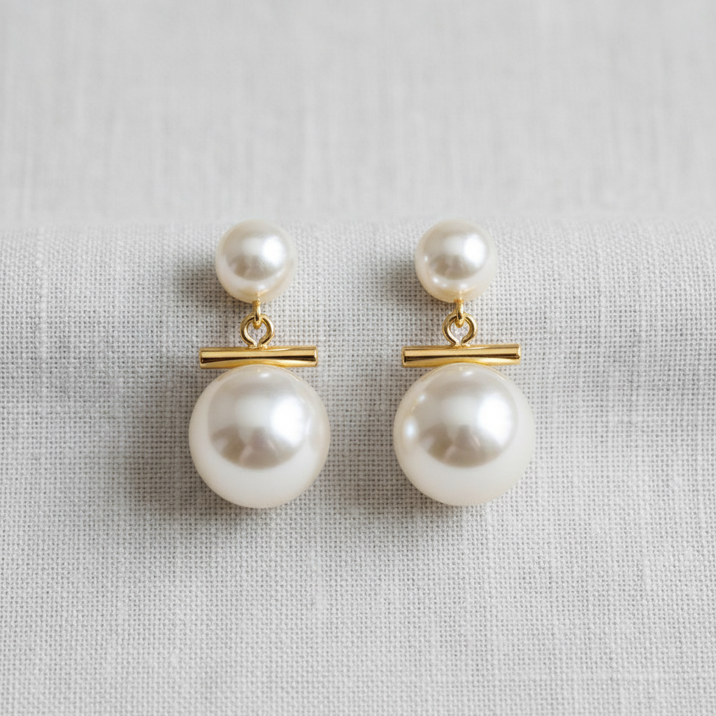 Pearl Drop Earrings with Zirconia Accents