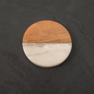 Round Wood & Stone Coaster