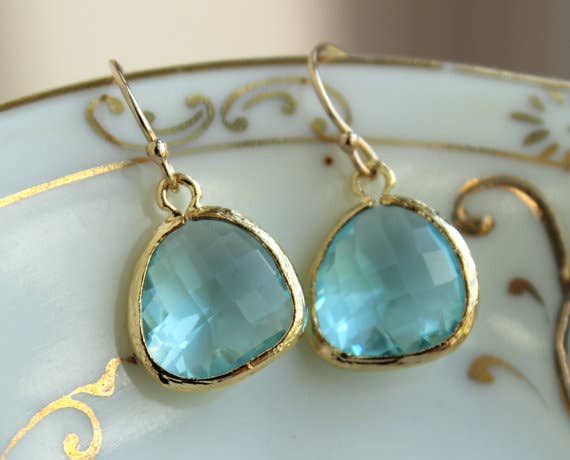 Aquamarine Glass Drop Earrings