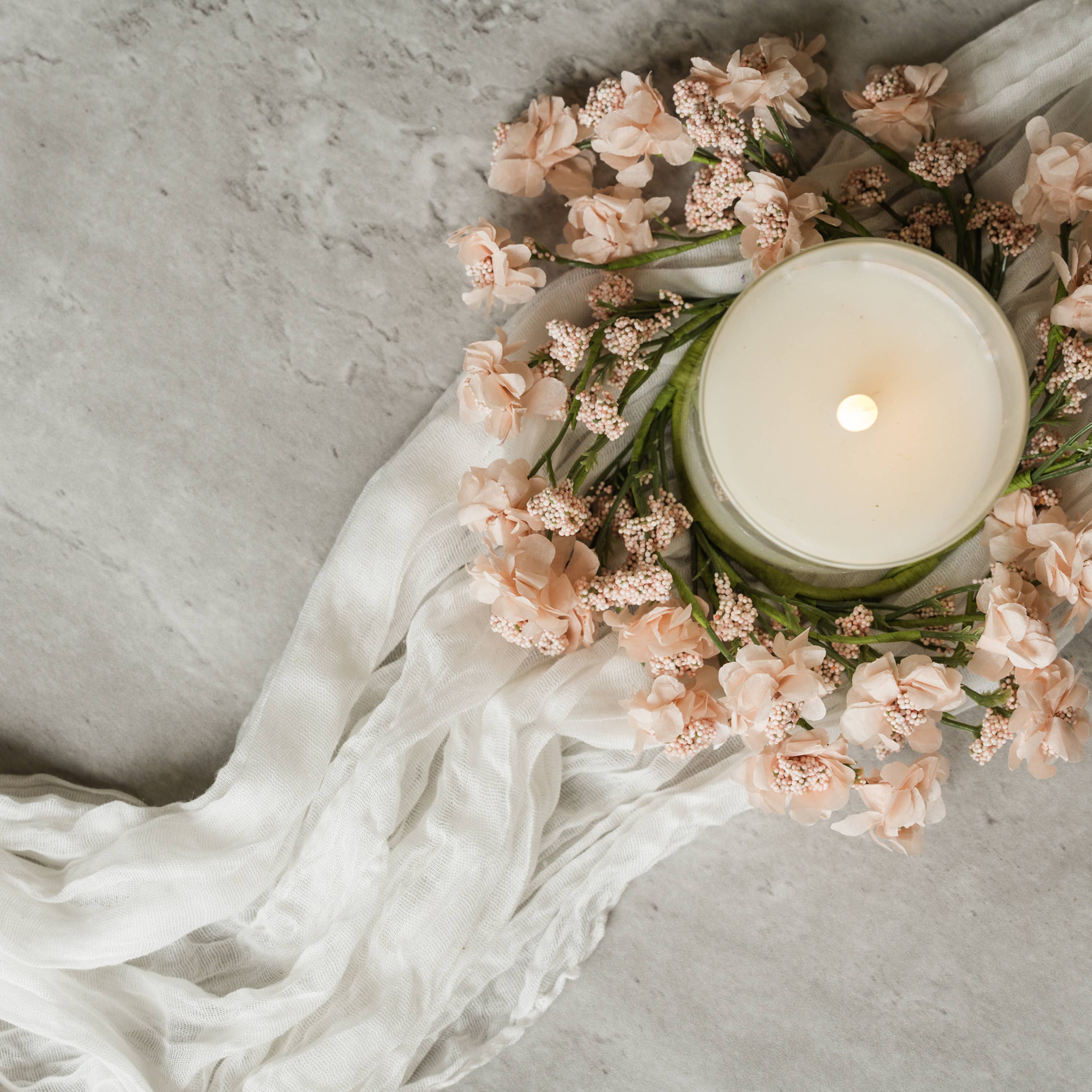 Floral Paper Candle Ring 8"