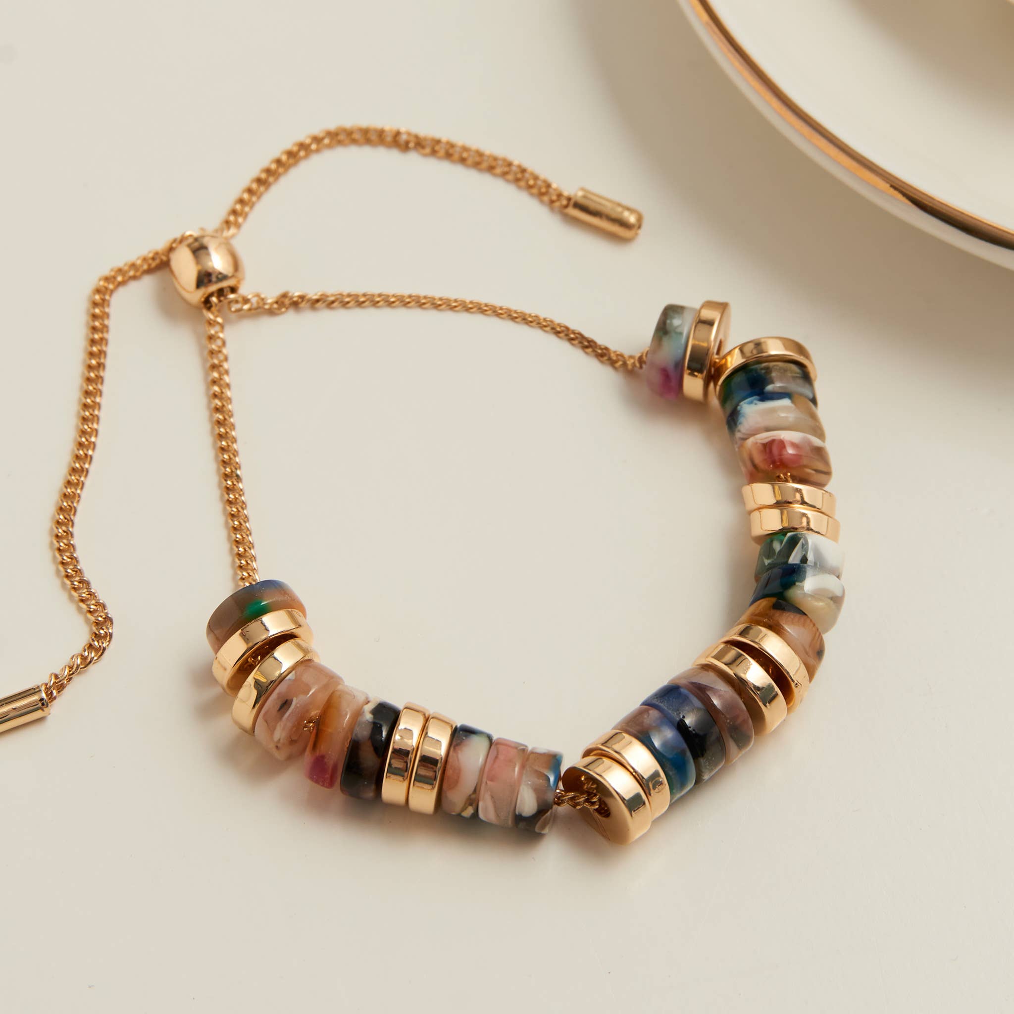 Adjustable Acrylic Beaded Bolo Bracelet