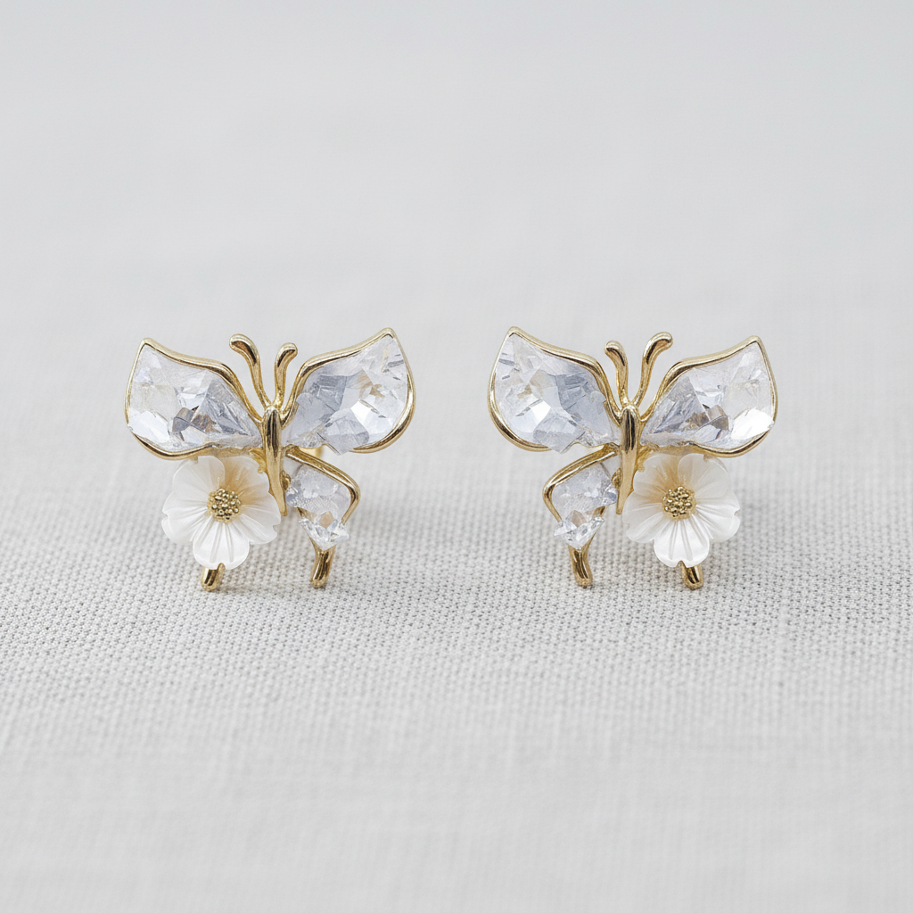 Blue Butterfly Crystal Earrings