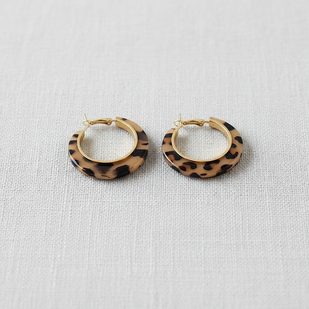 Leopard Pattern Circle Earrings