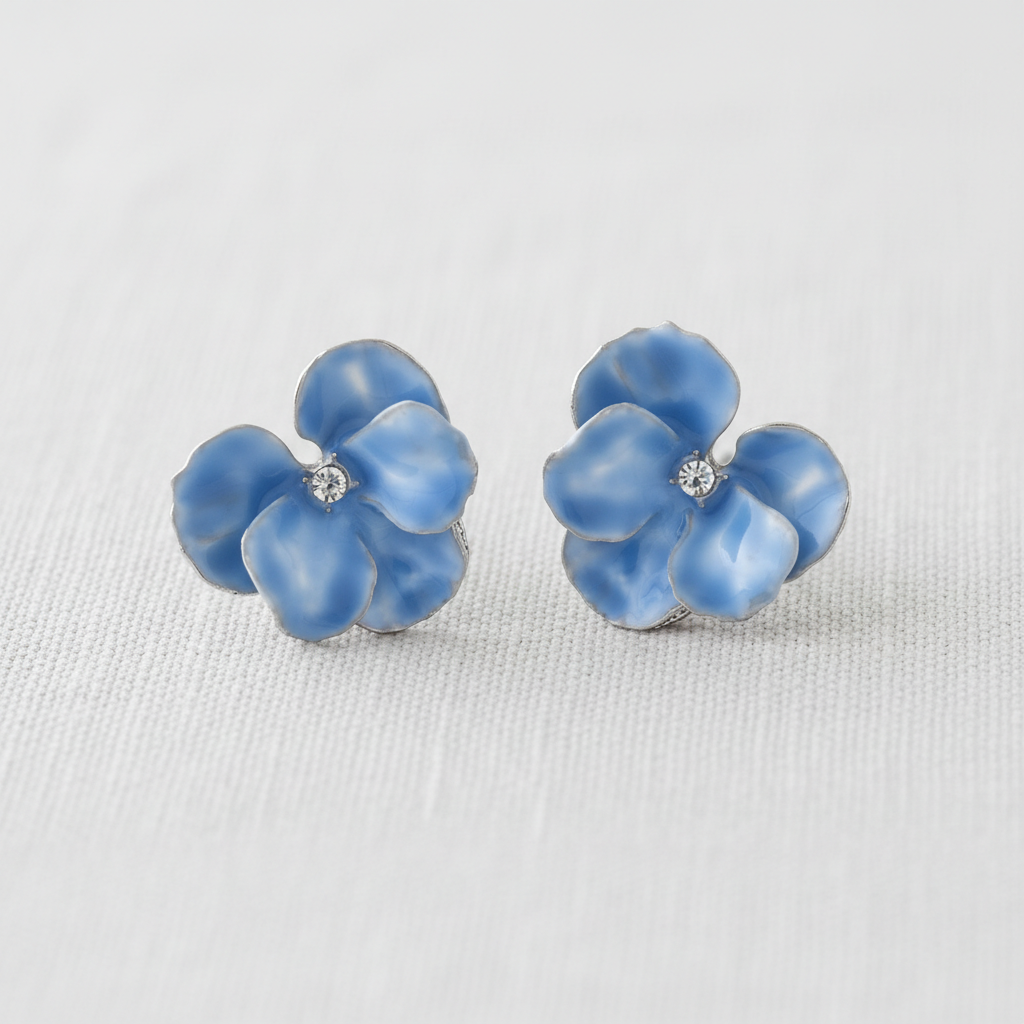 Blue Floral Petal Earrings