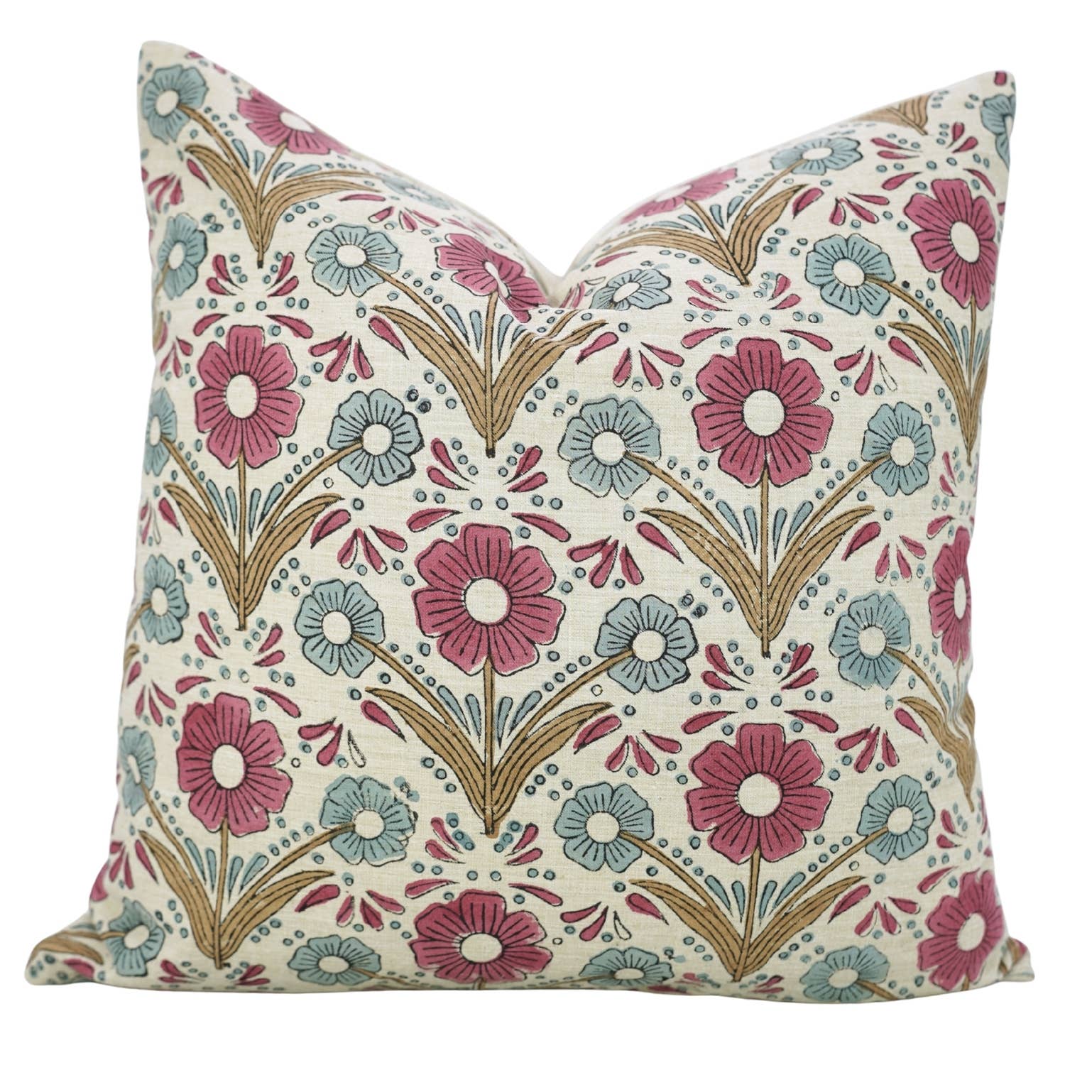 18x18 Pink and Blue Floral Pillow Cover