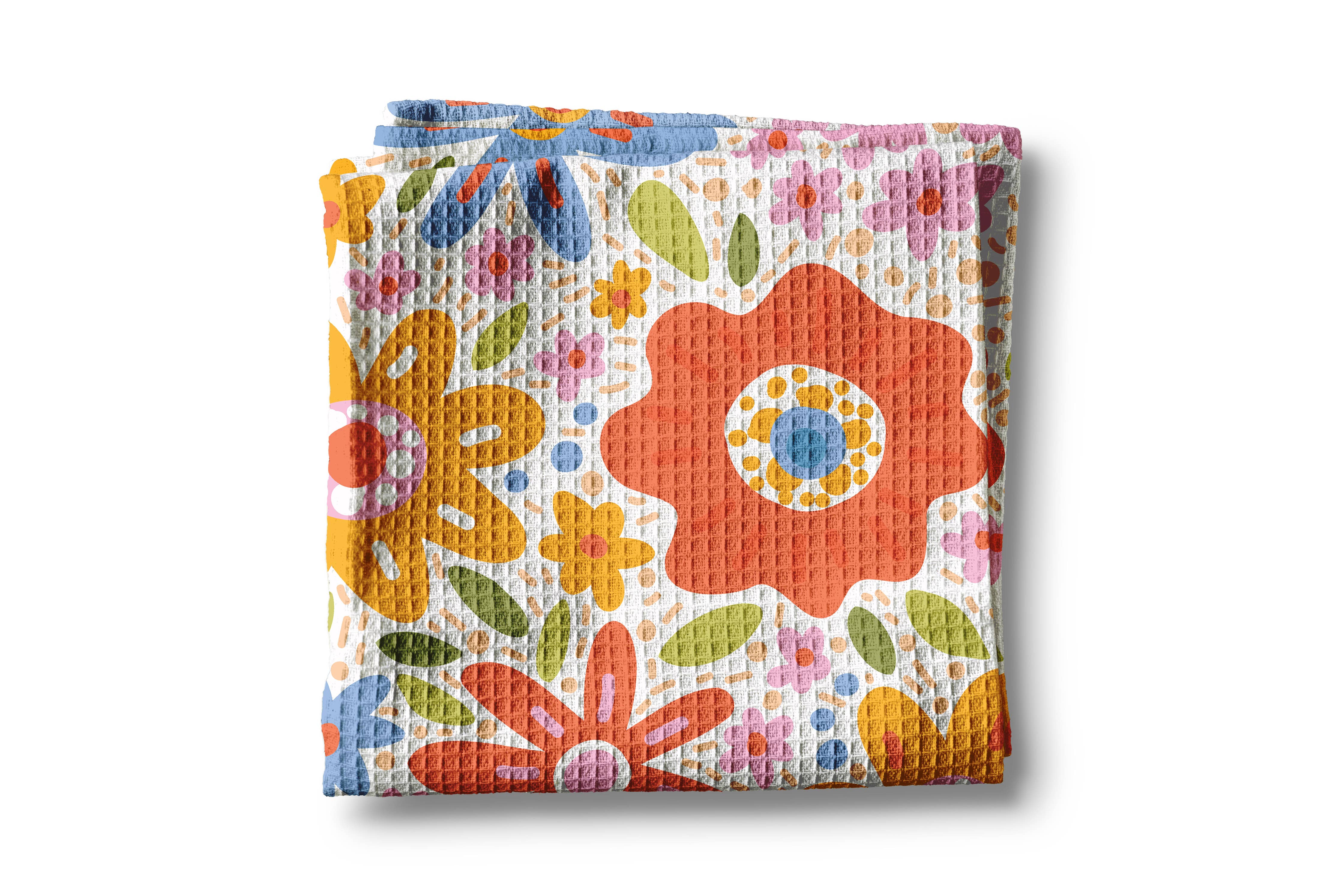 Bright Floral Tea Towel