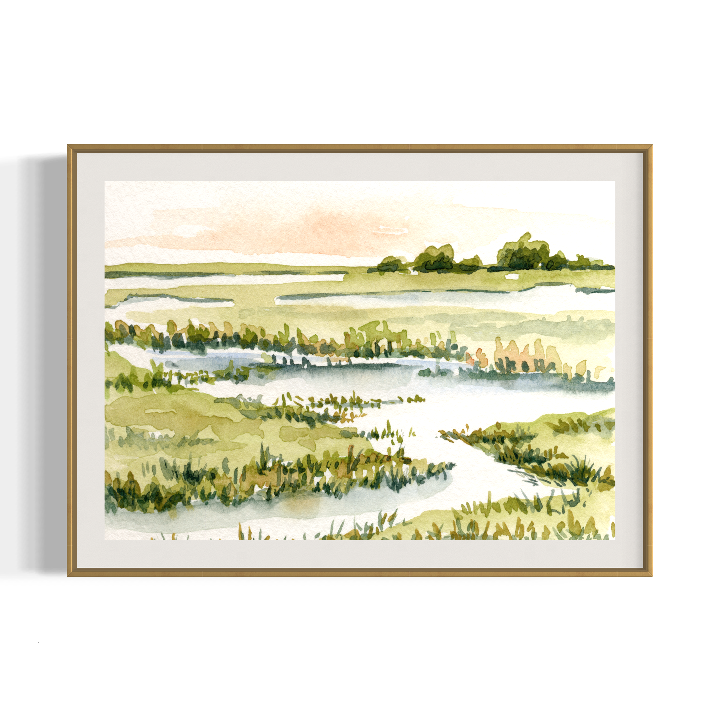Marsh at Dusk Watercolor Art Print