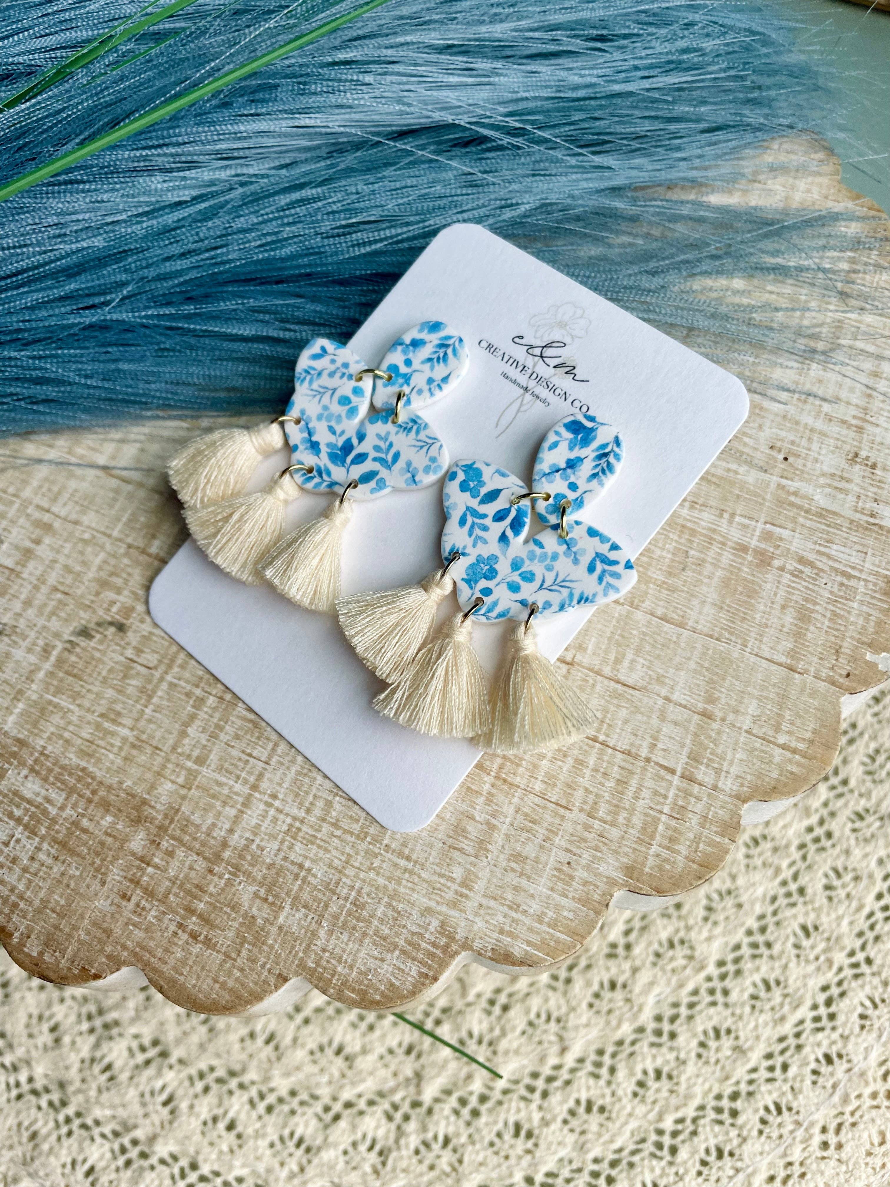 Blooming Blues & Tassels Earrings