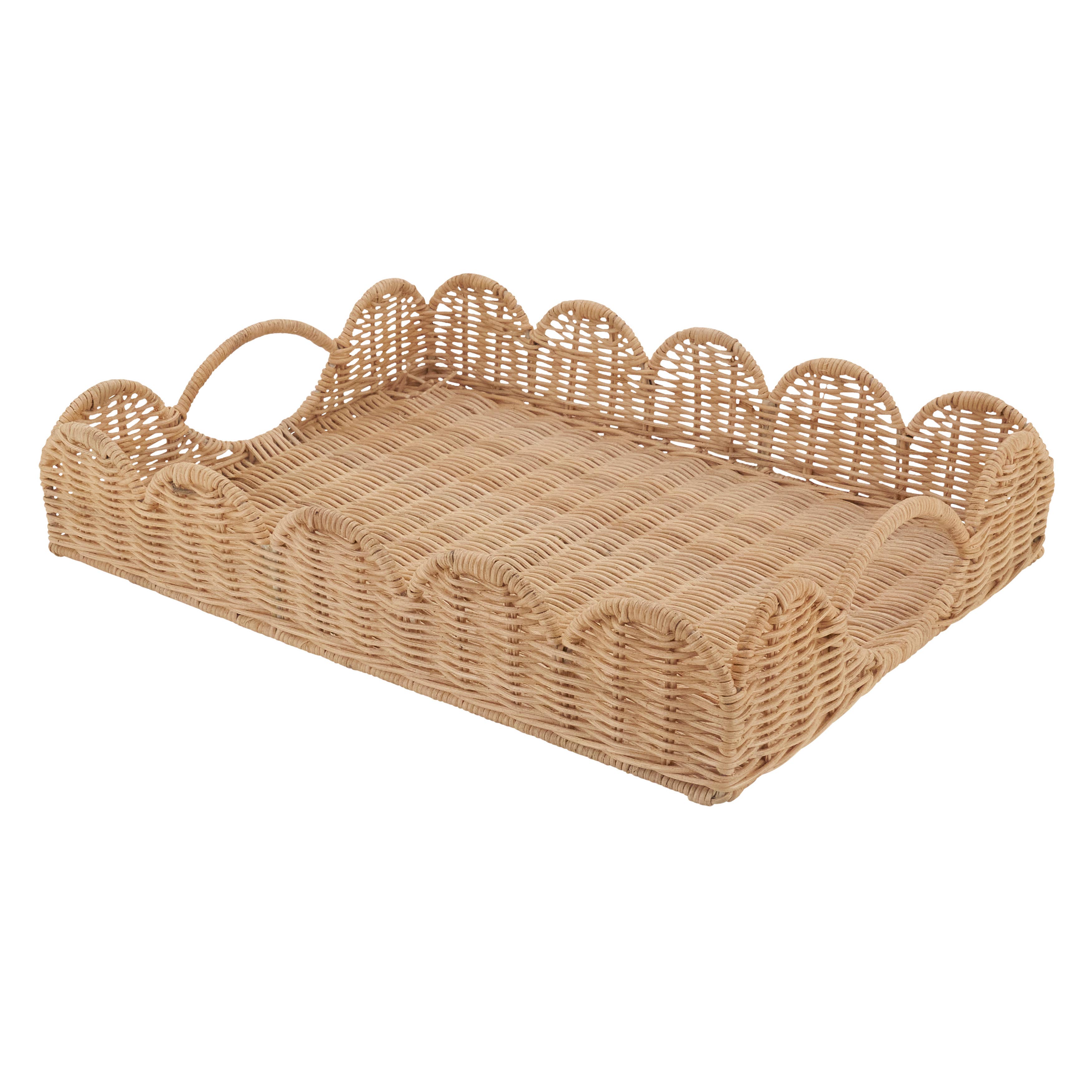 Scalloped Rattan Serving Tray
