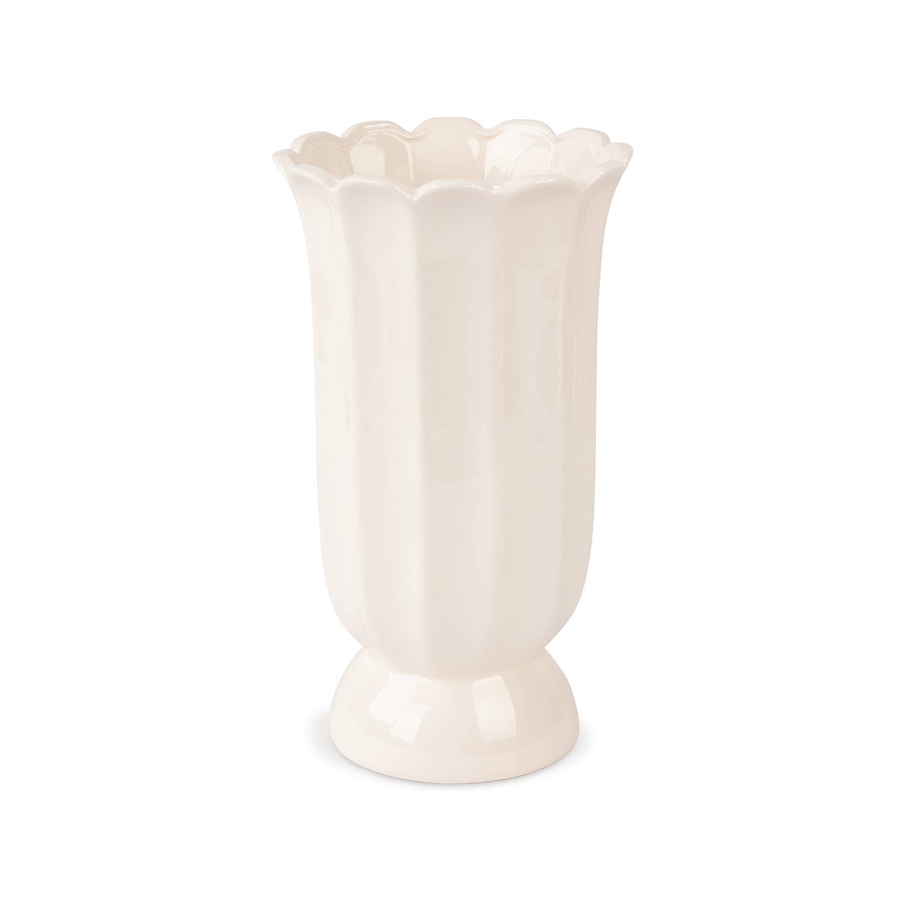Scalloped Vase 9" - Wht