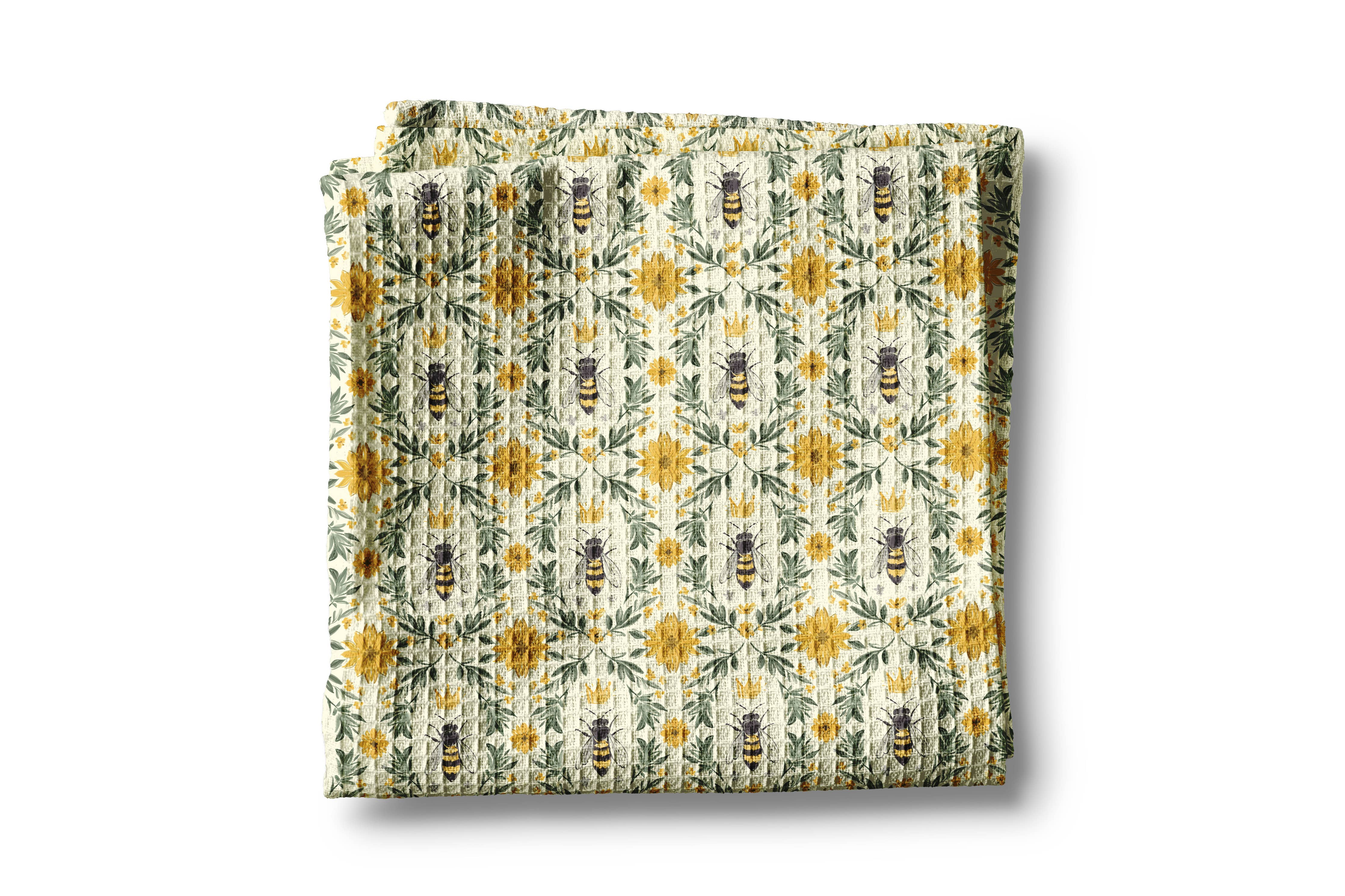 Honey Bee Waffle Weave Tea Towel