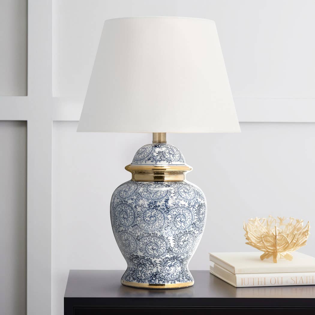 Table Lamp - Blue/Gold Ceramic Chinoiserie
