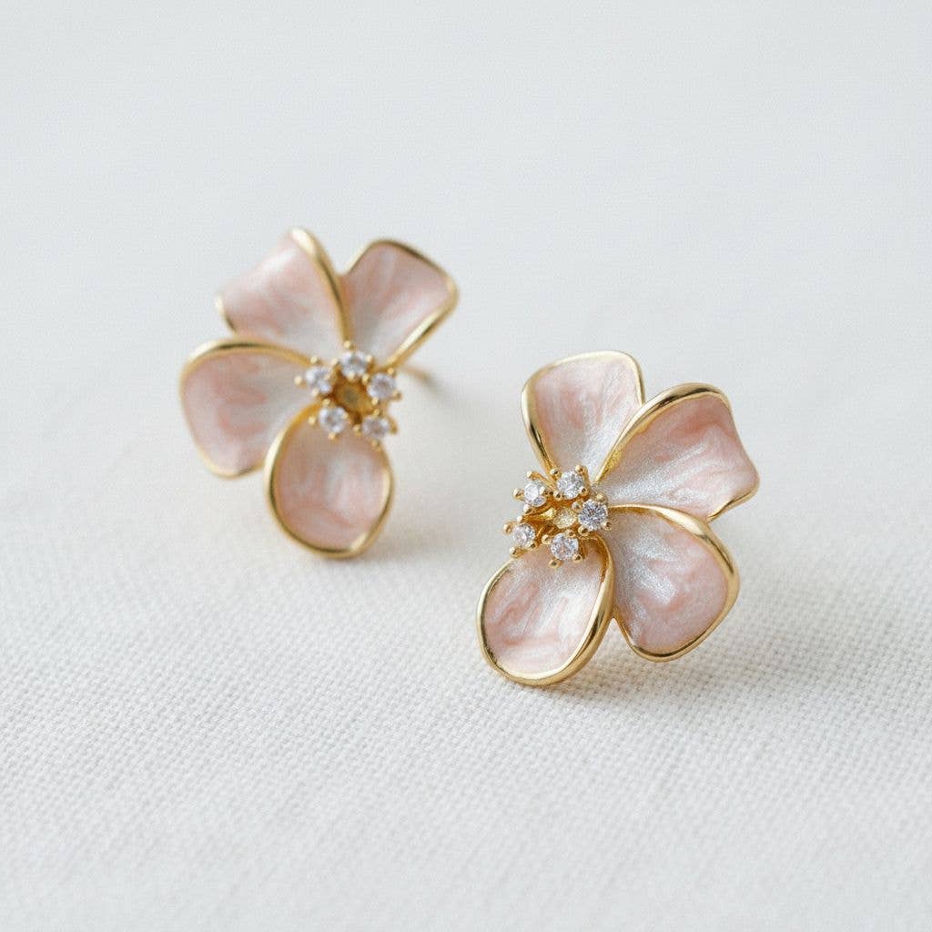 Floral Enamel Sparling Earrings