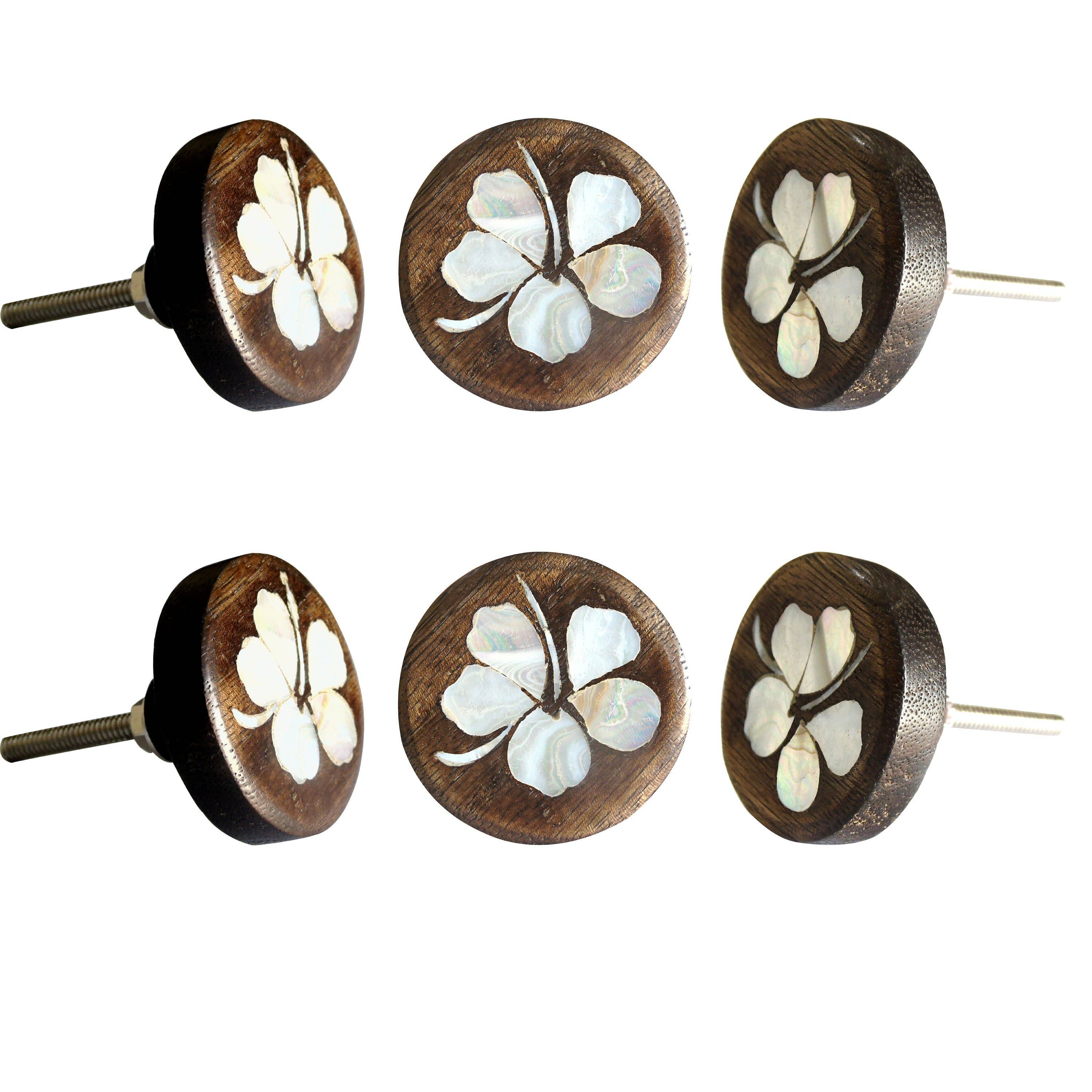 Hibiscus Mother of Pearl Wooden Knob