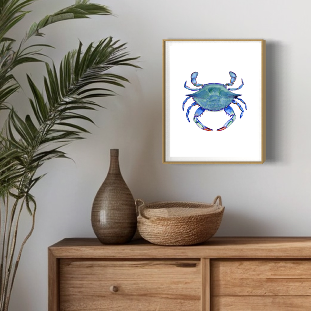 Blue Crab Watercolor Art Print
