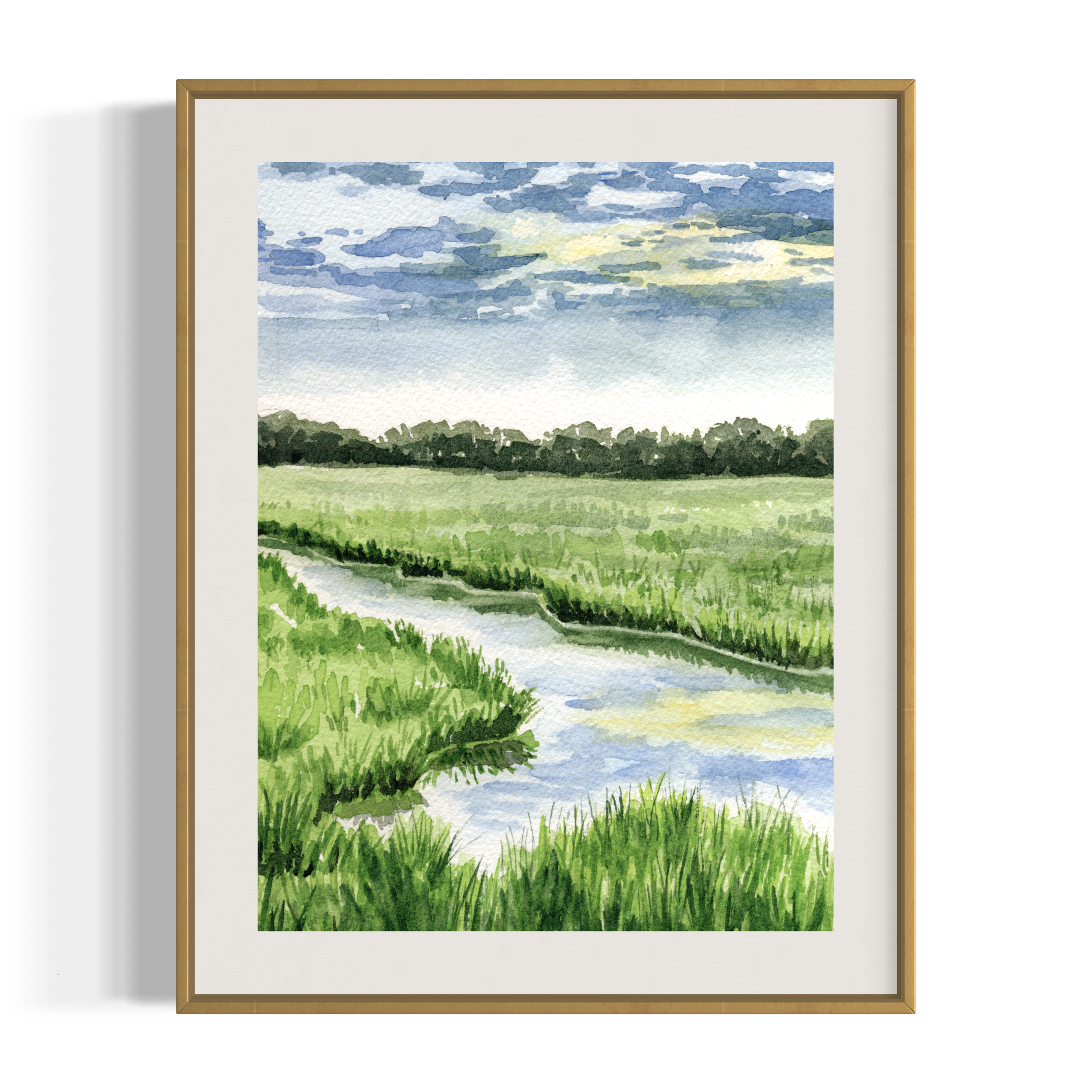 Sunset on the Marsh Watercolor Art Print