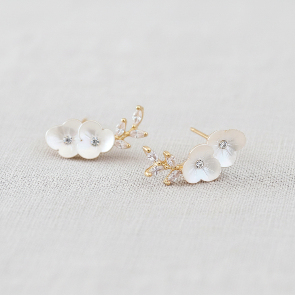 Elegant Zirconia Flower Stud Earrings