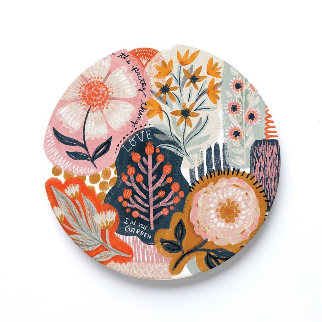 Pretty Things Abstract Florals Ceramic Coaster