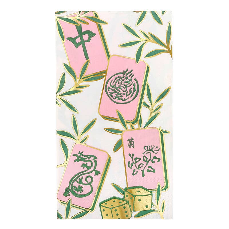 Ceramic Napkin Tray + Napkins - Mahjong Tiles