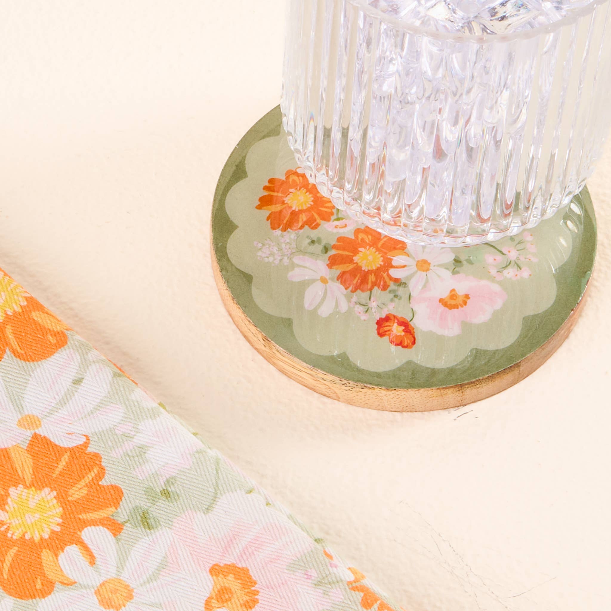 Wood Enamel Coaster-Bouquet Beauty Sage