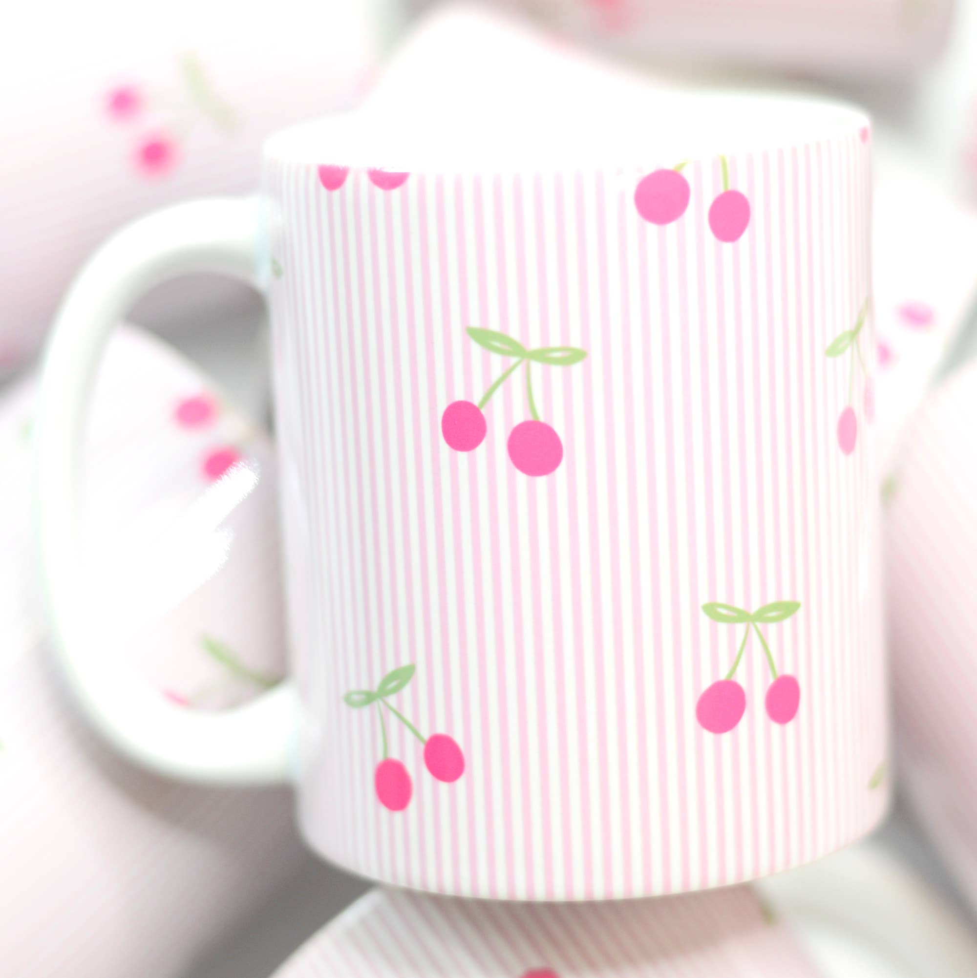 Pink Stripe Cherries Mug