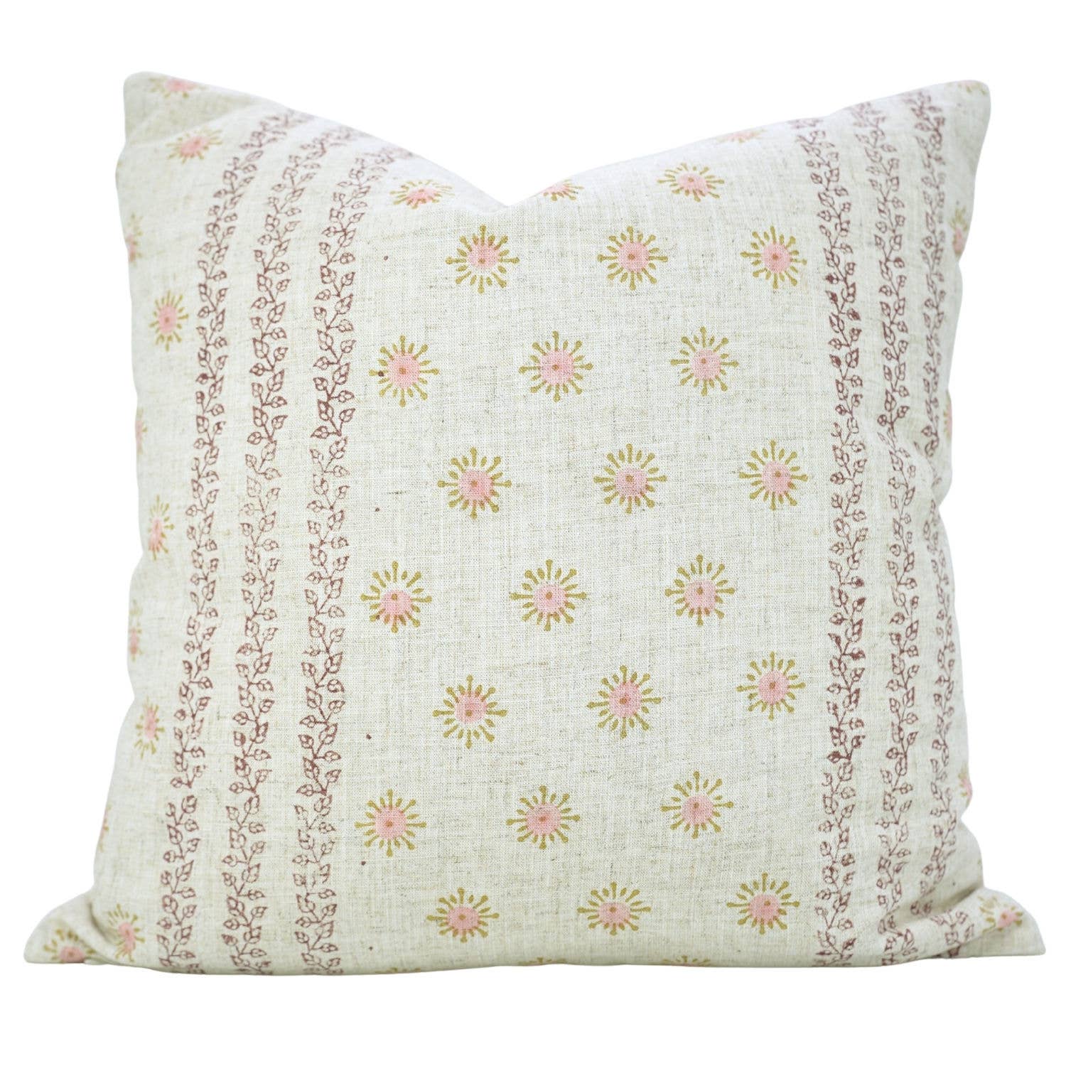 18x18 Pink Bloom Block Print Pillow Cover