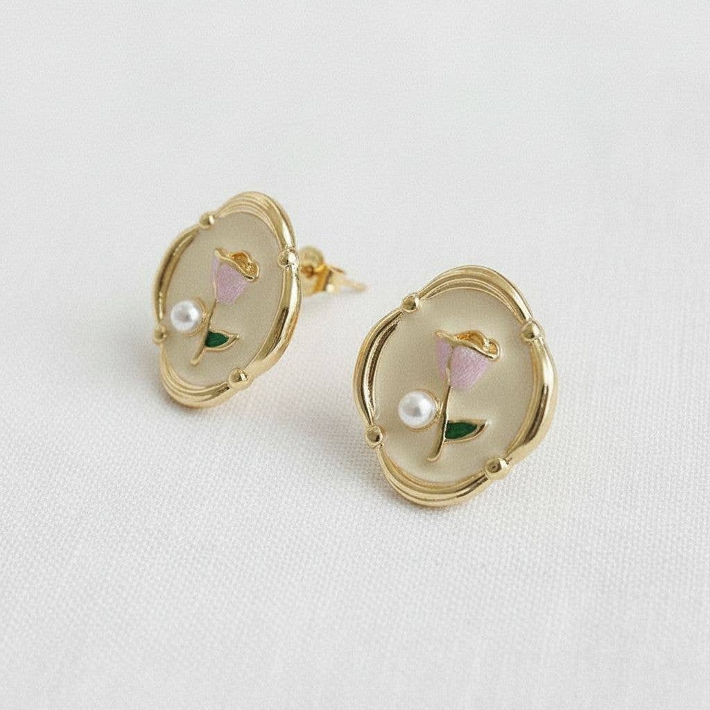 Artistic Floral Oil Painting Earrings