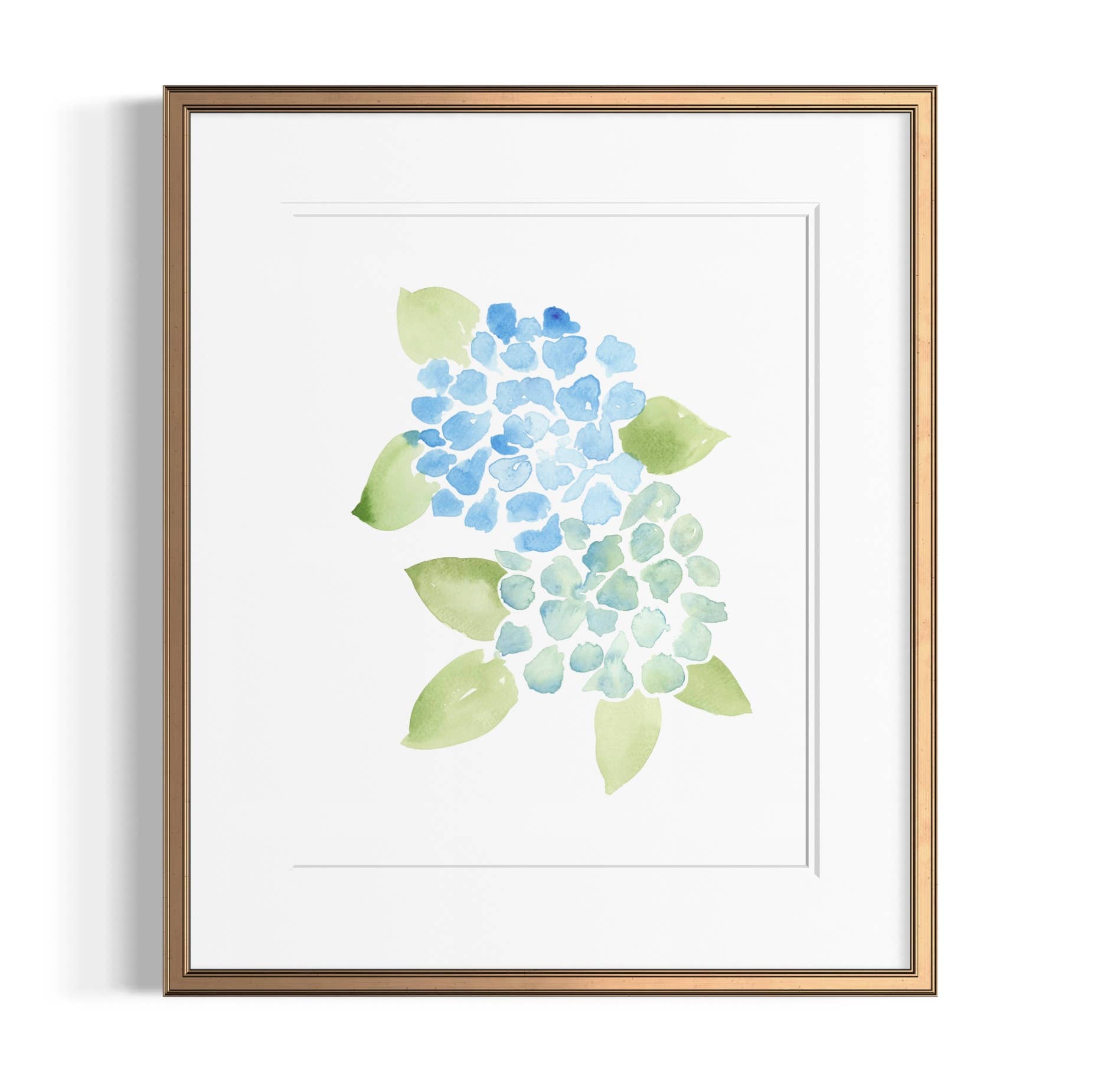 Blue Hydrangea Floral Watercolor Art Print