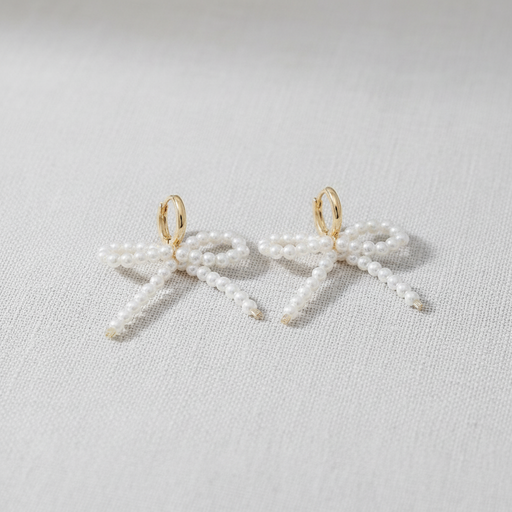 Pearl Butterfly Bow Earrings
