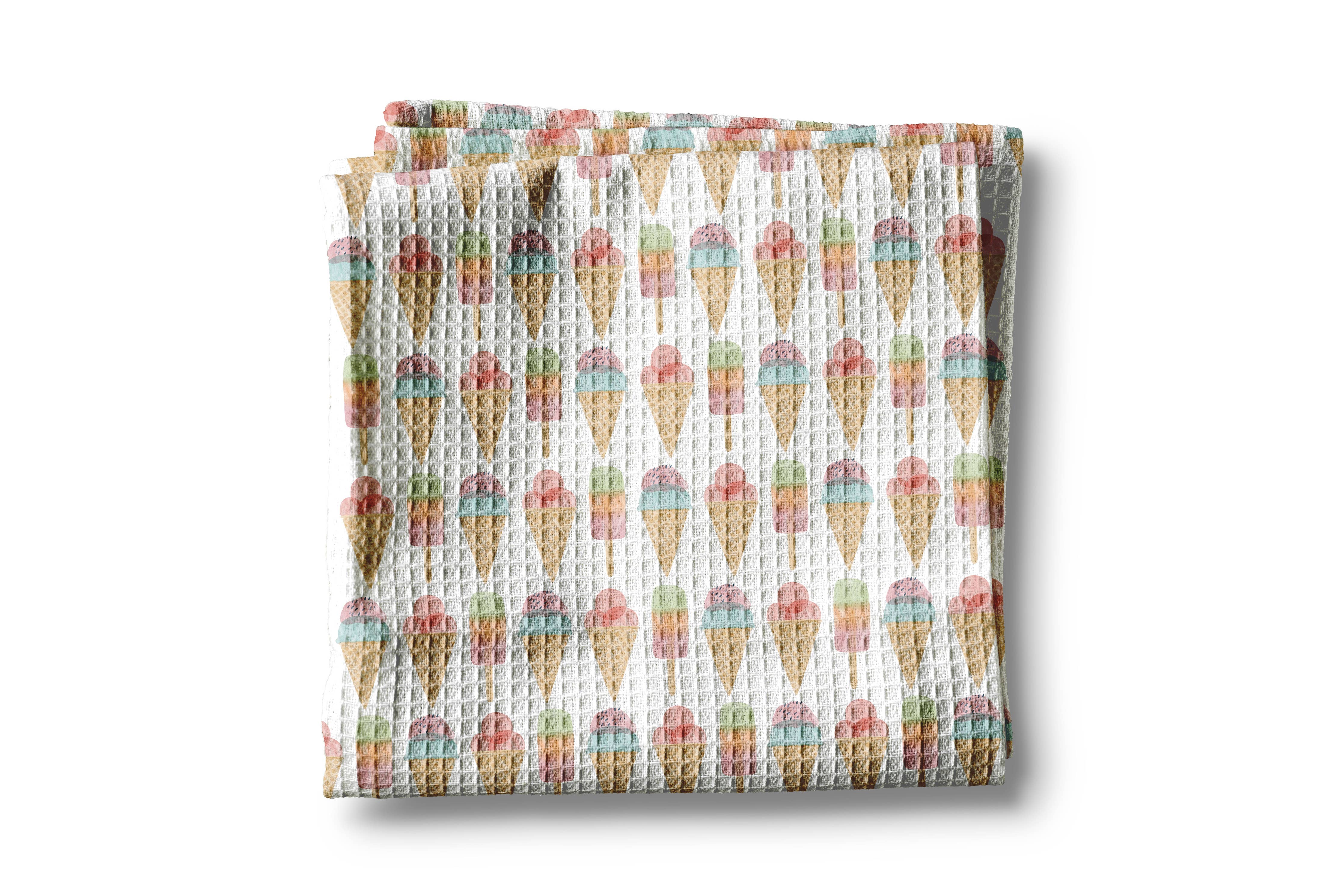 Ice Cream Waffle Weave Tea Towel