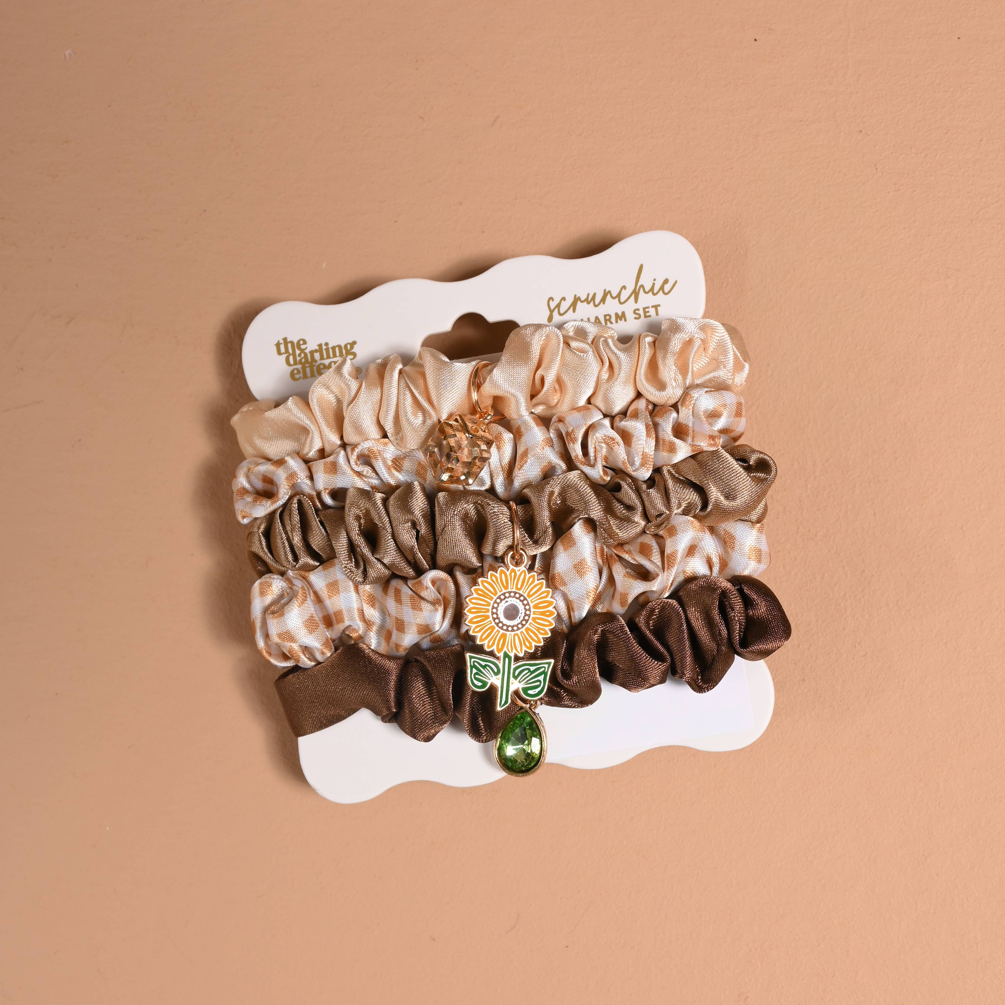Maple Gingham Scrunchie Charm Set