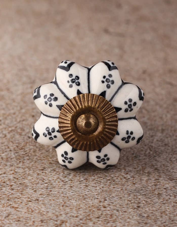 Black and White Ceramic Knob