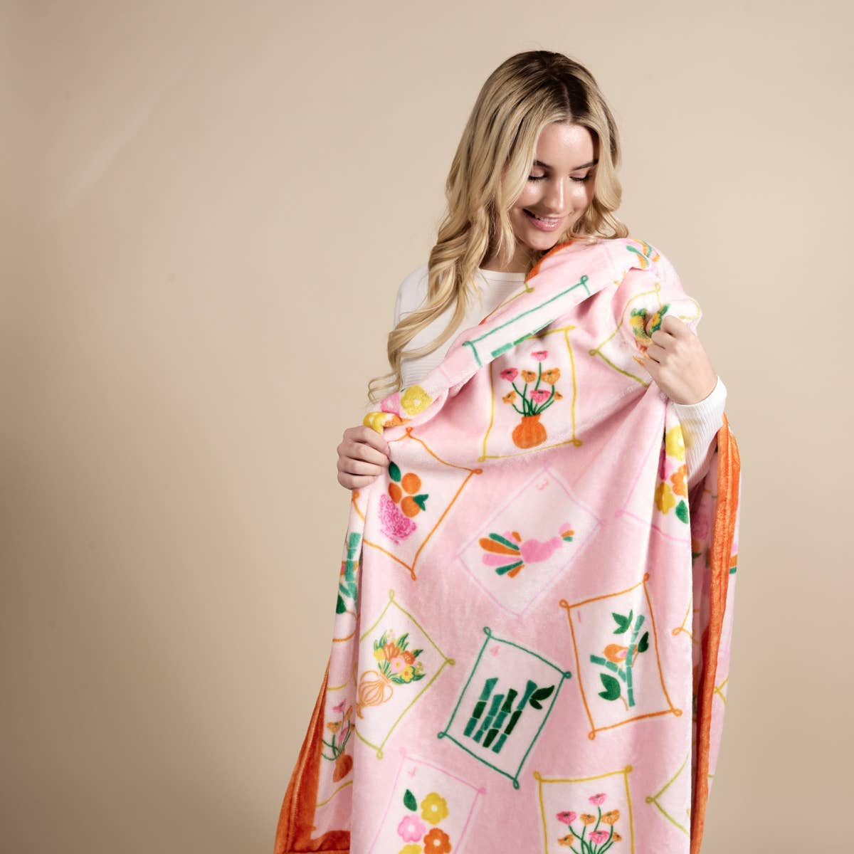 Mahjong Tiles Plush Blanket 70x51