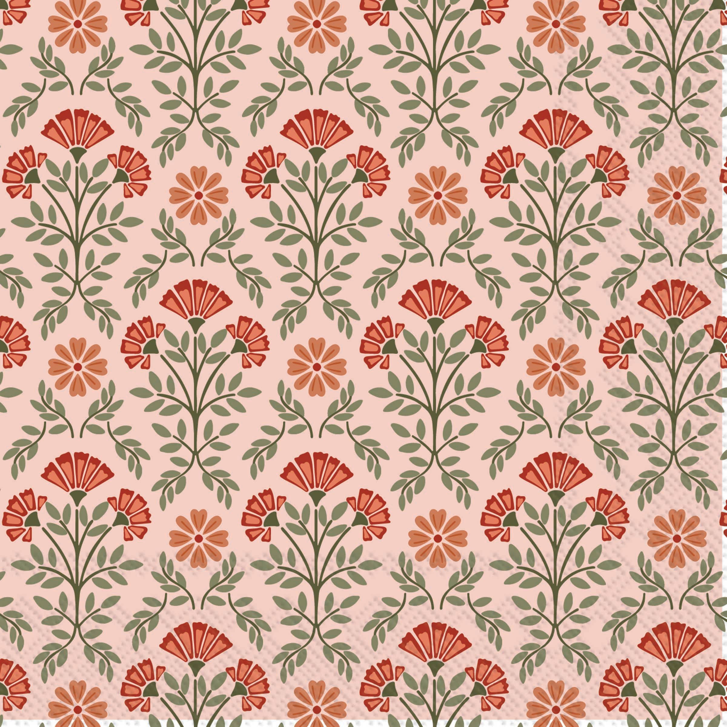 Dusty Rose Floral Cocktail Napkins