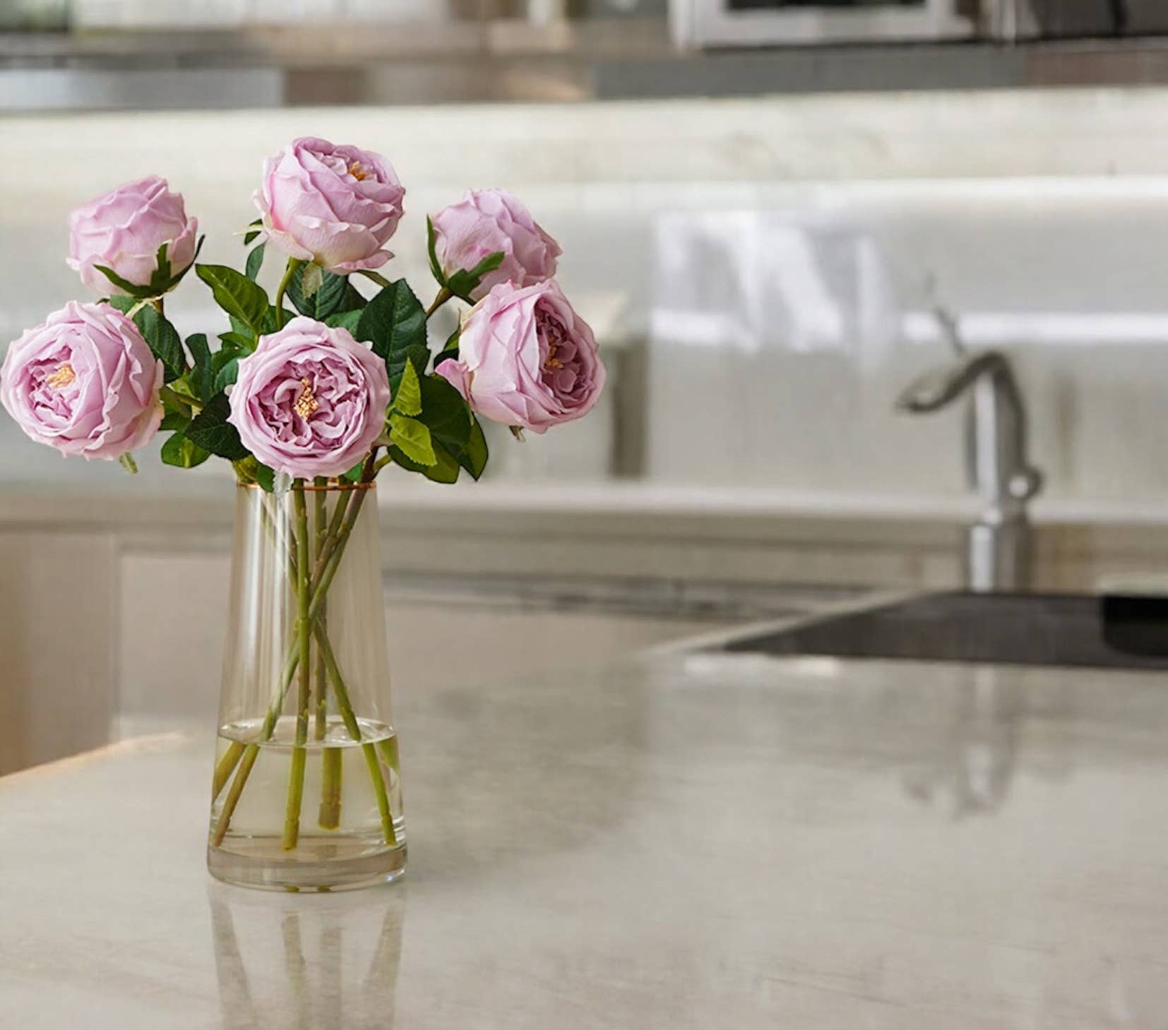 Faux English Austin Cabbage Rose Stem