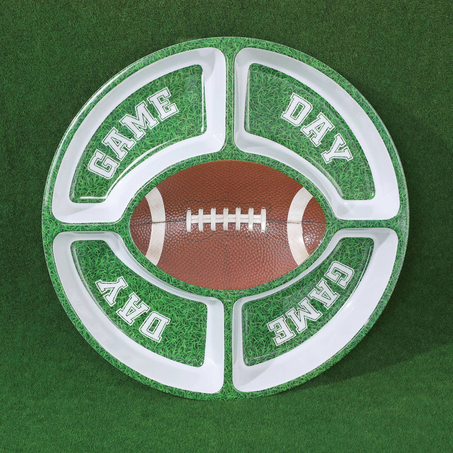 Football Melamine 5-Section Snack Platter, 15"