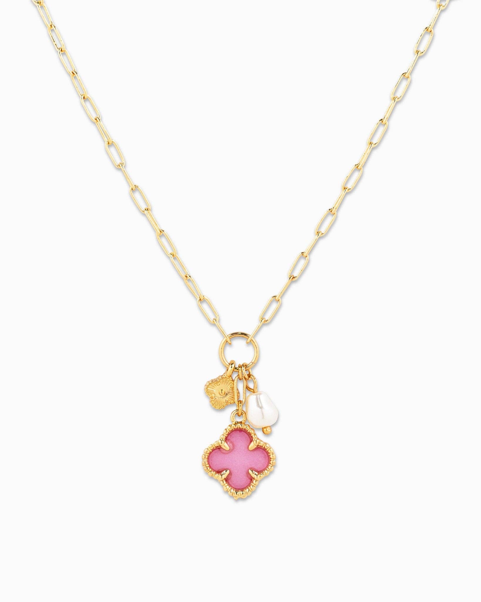 MOP Clover Charm Necklace