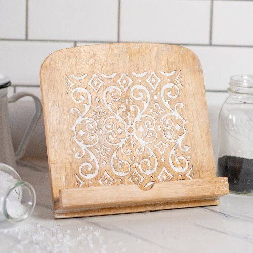 Wood Carved Cookbook Stand