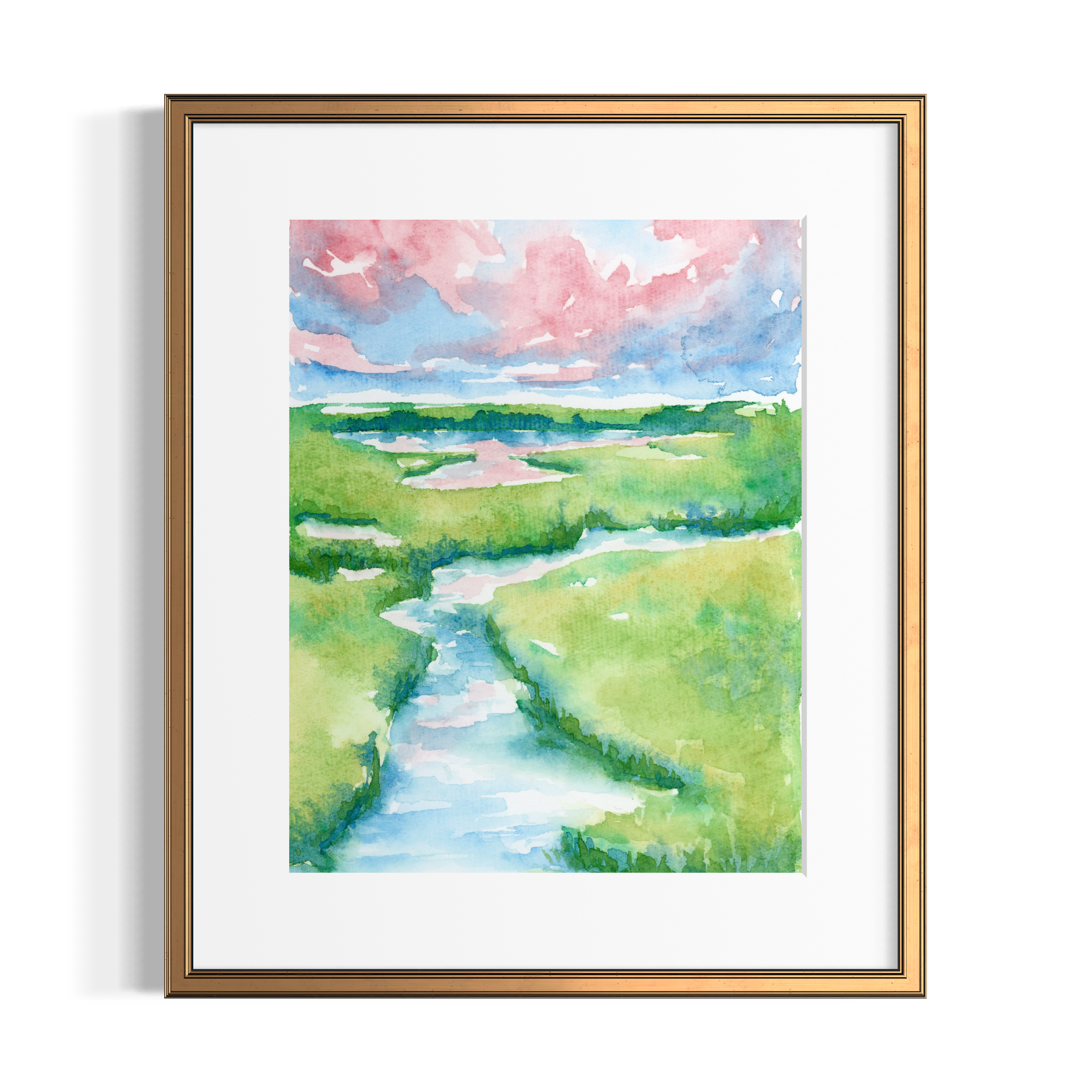 Marsh at Dusk Watercolor Art Print