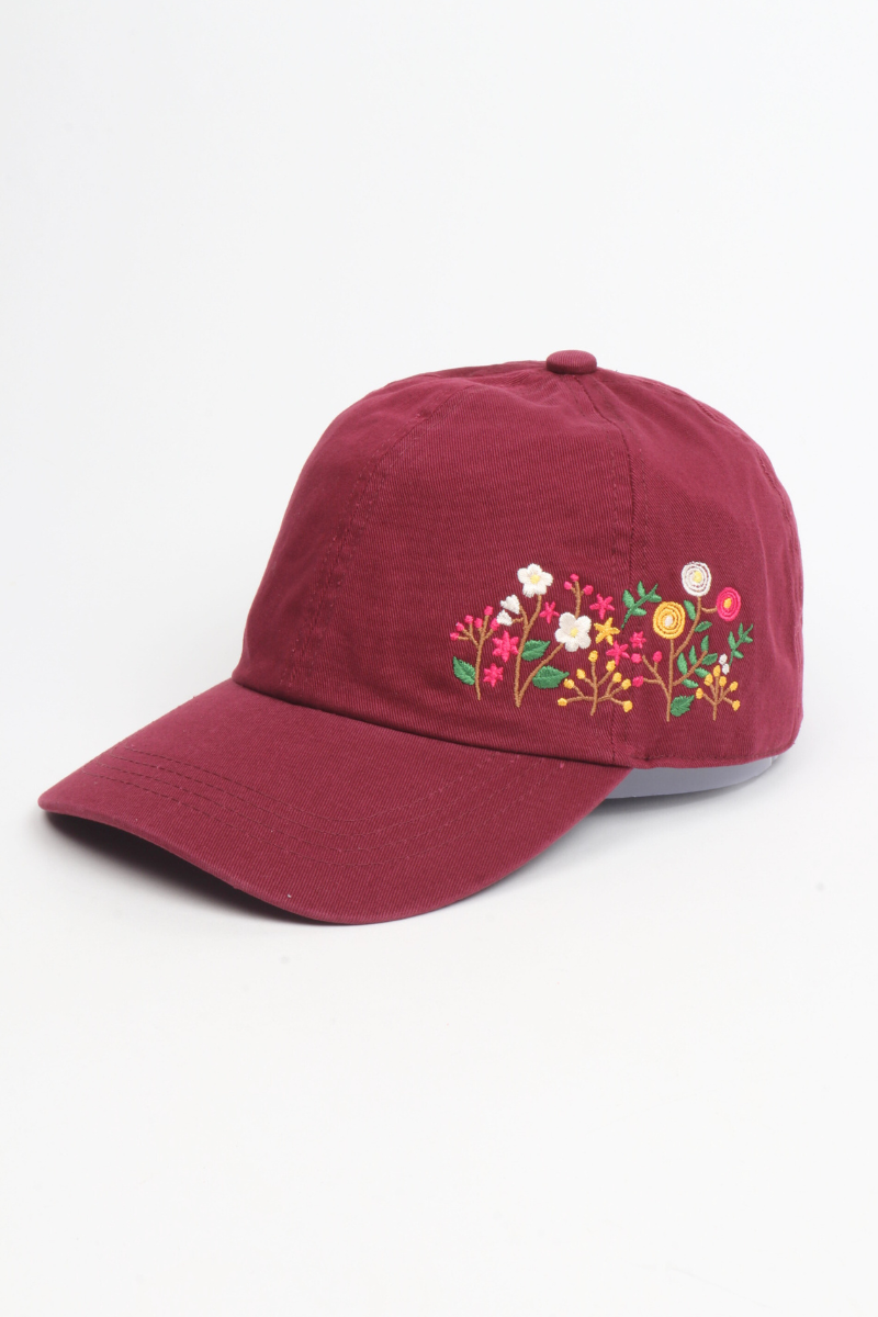 Floral Side Embroidery Baseball Cap
