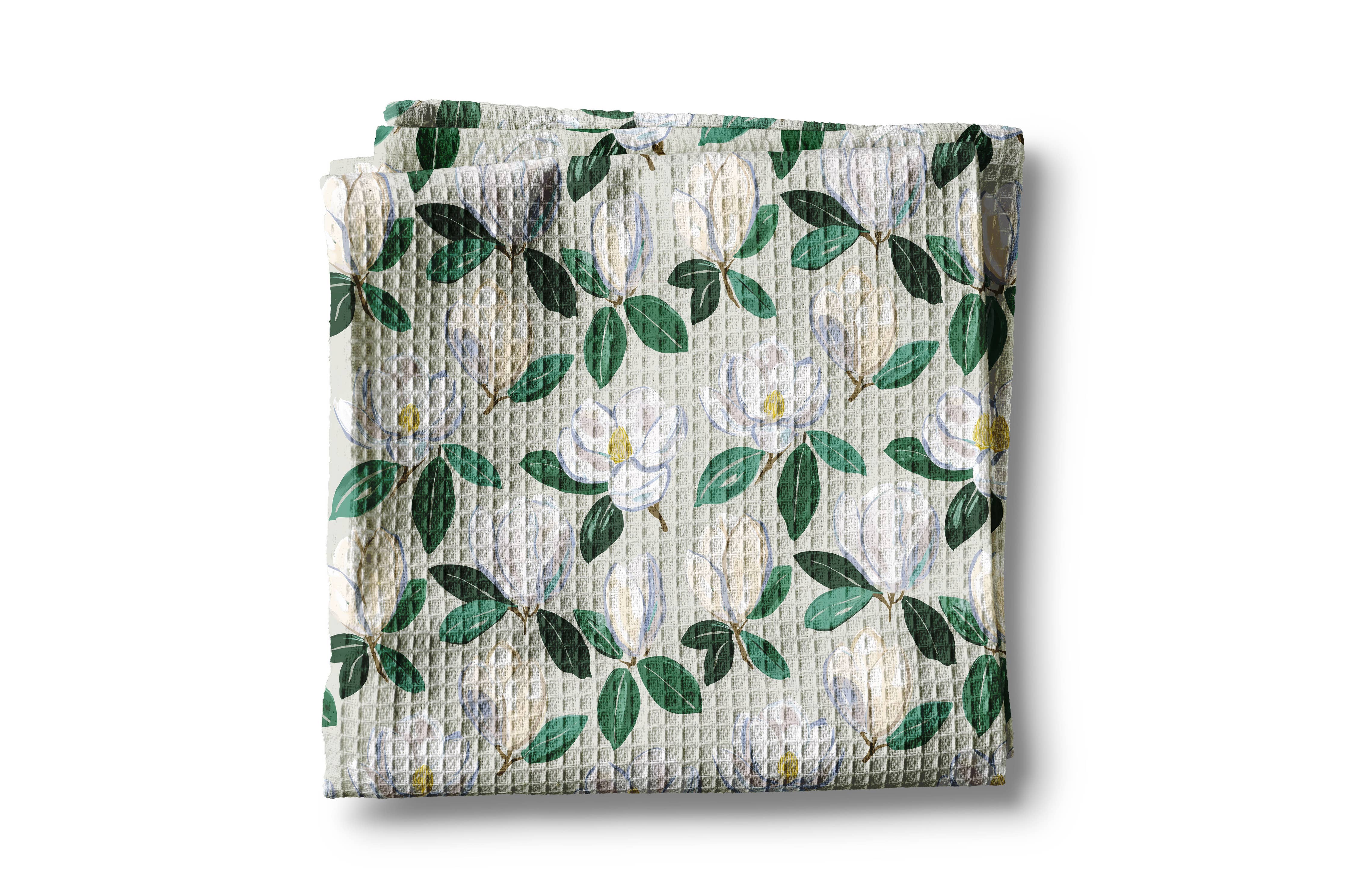 Magnolia Waffle Weave Tea Towel