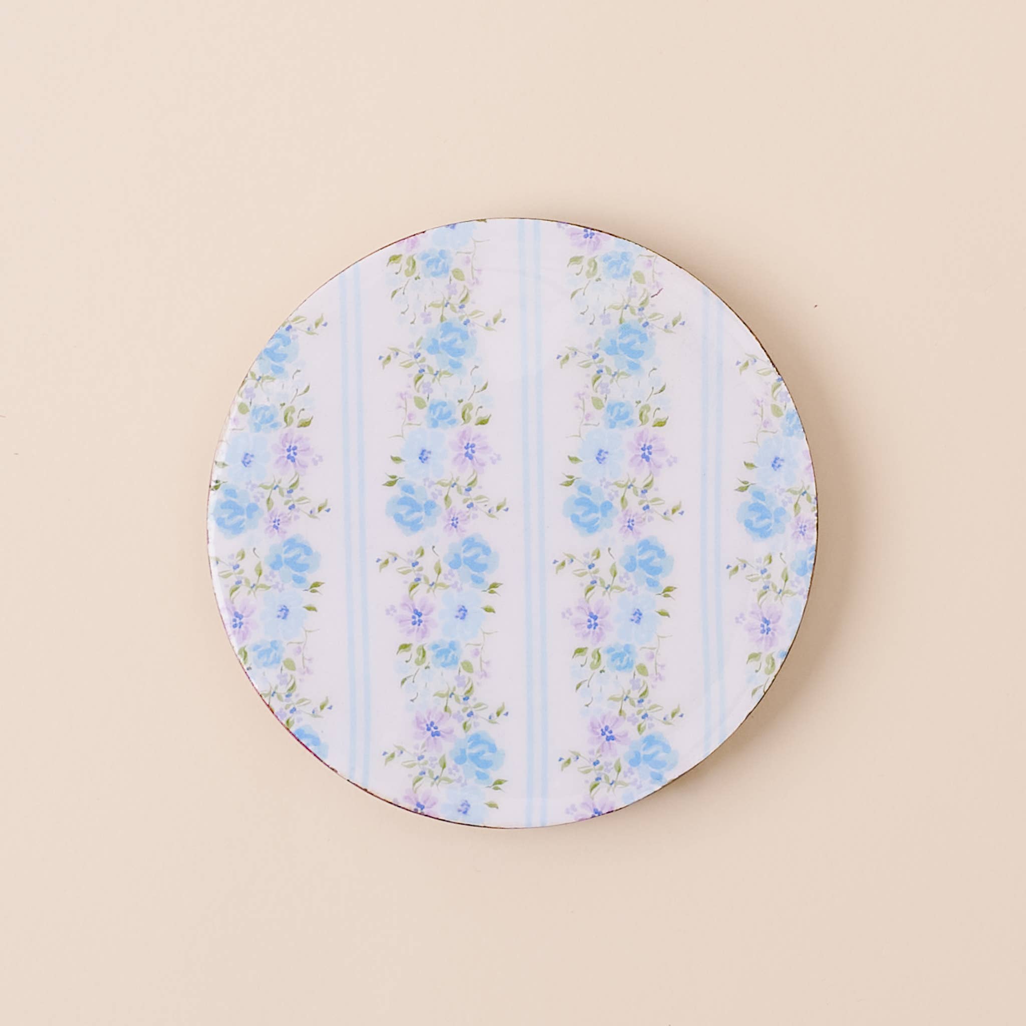 Wood Enamel Coaster-Petal Parade Blue