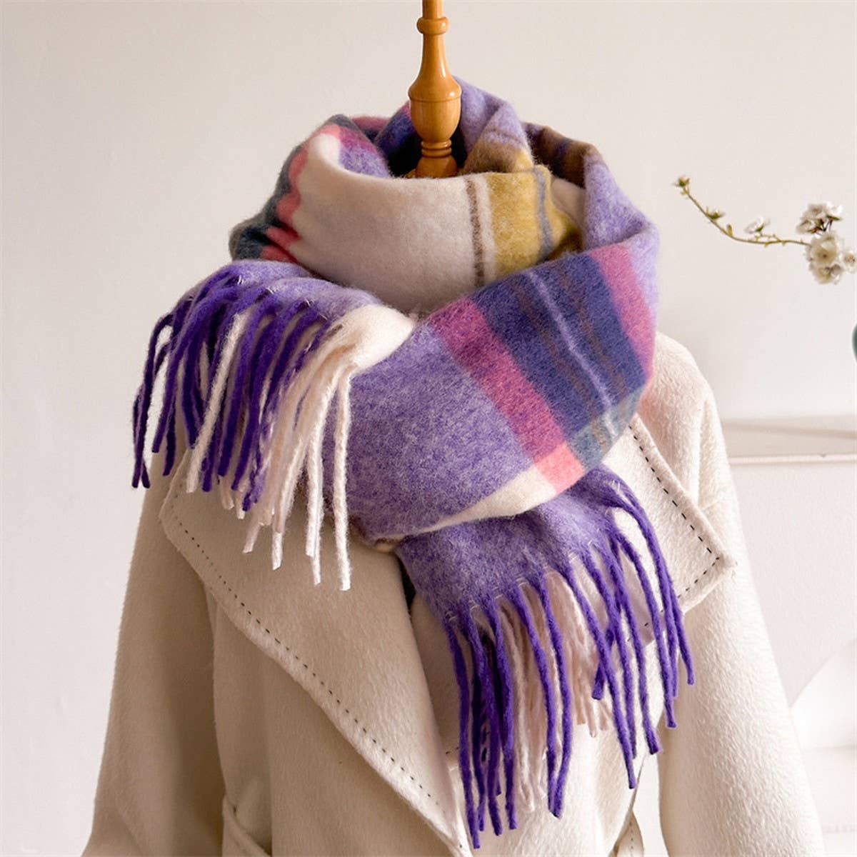 Extra Long Knit Tassel Scarf & Wrap