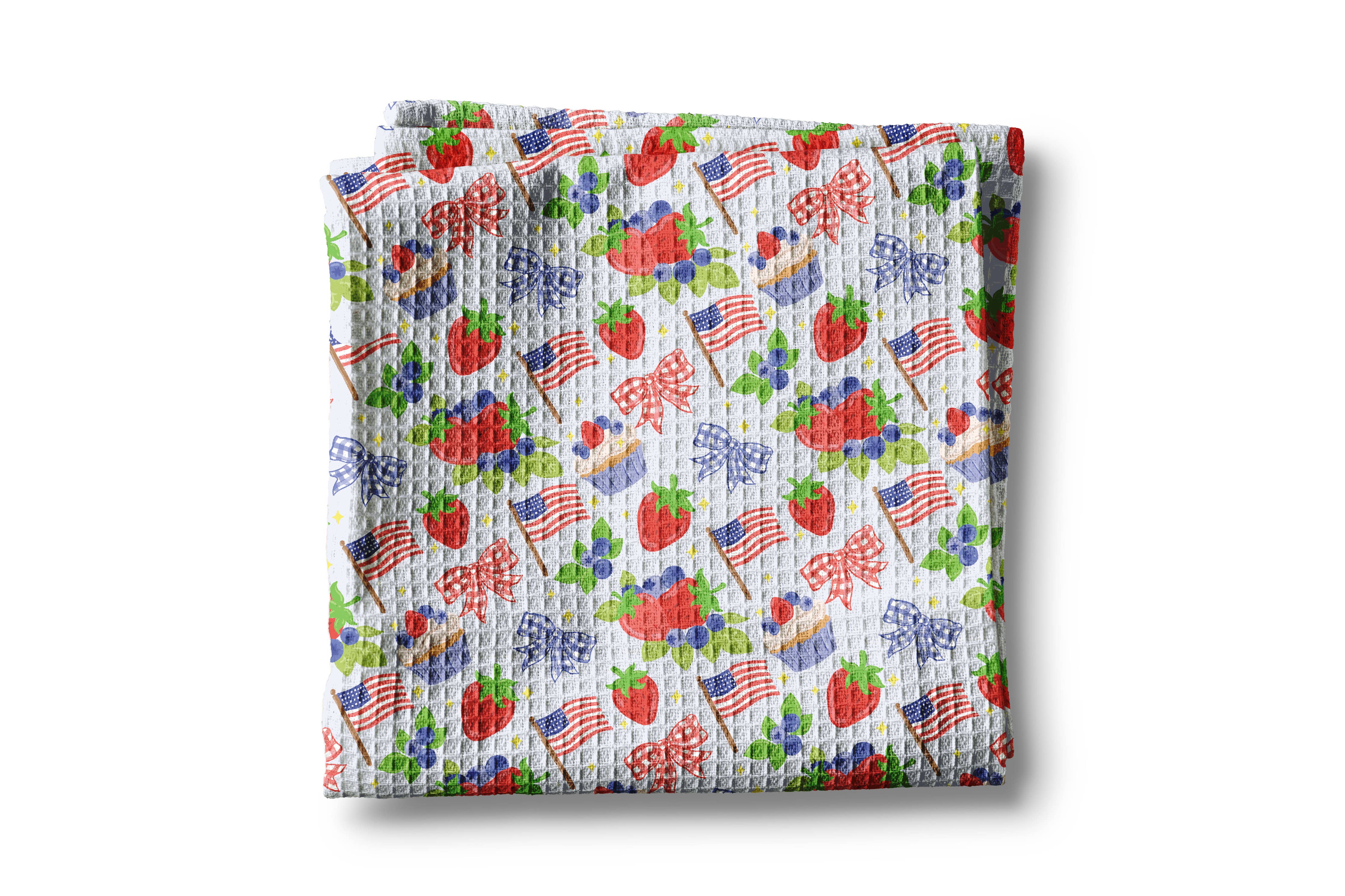 4th of July Strawberry Tea Towel